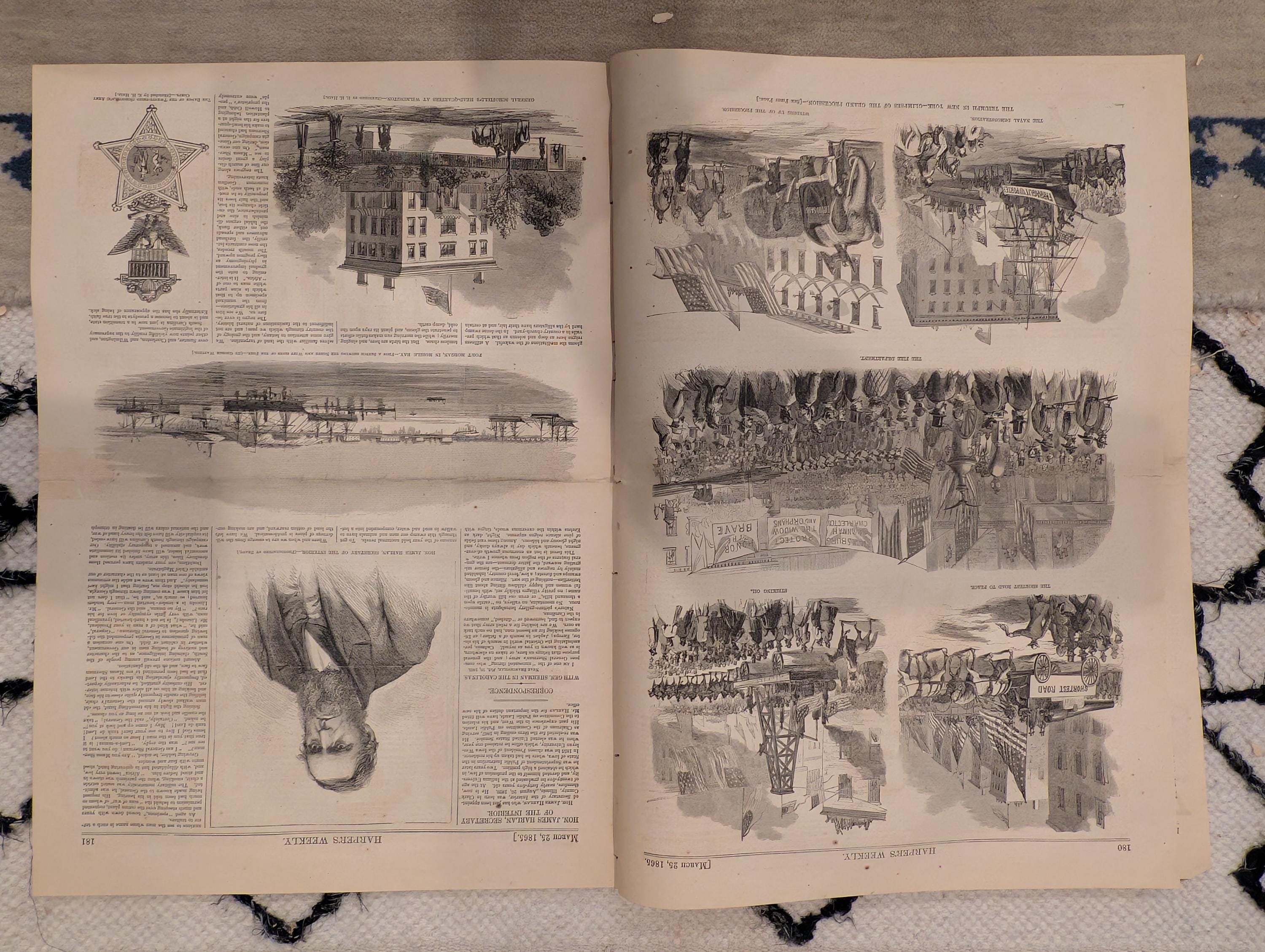 1865 New York Victory Parade Harper's Weekly March 25 Phil Sheridan Mobile Bay