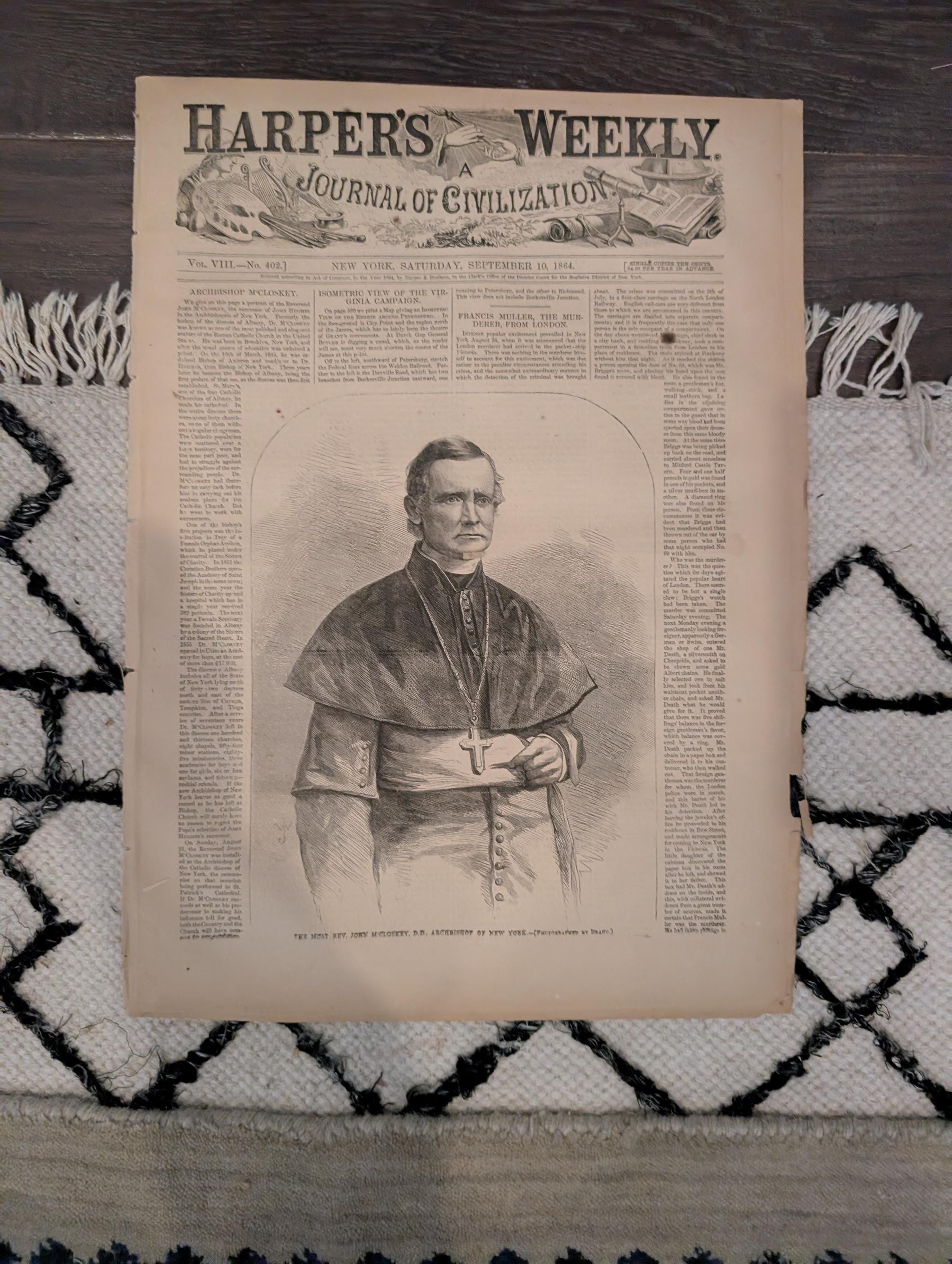 1864 Forrest's Memphis Raid Harper's Weekly September 10 Mobile Bay Victory