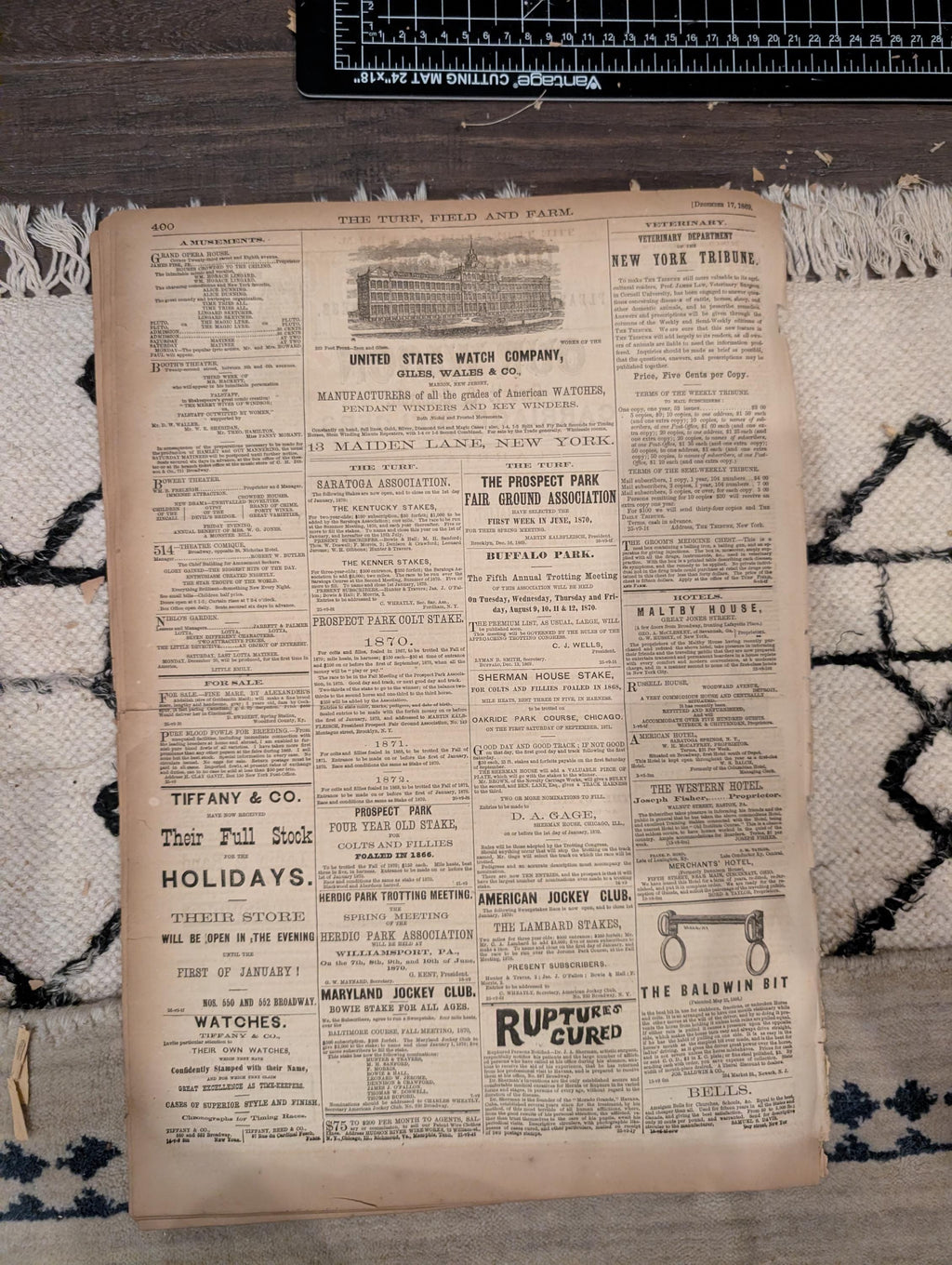 1869 Turf Field and Farm — Baseball Convention, English Derby, Chess, Horse Racing, Dec 17