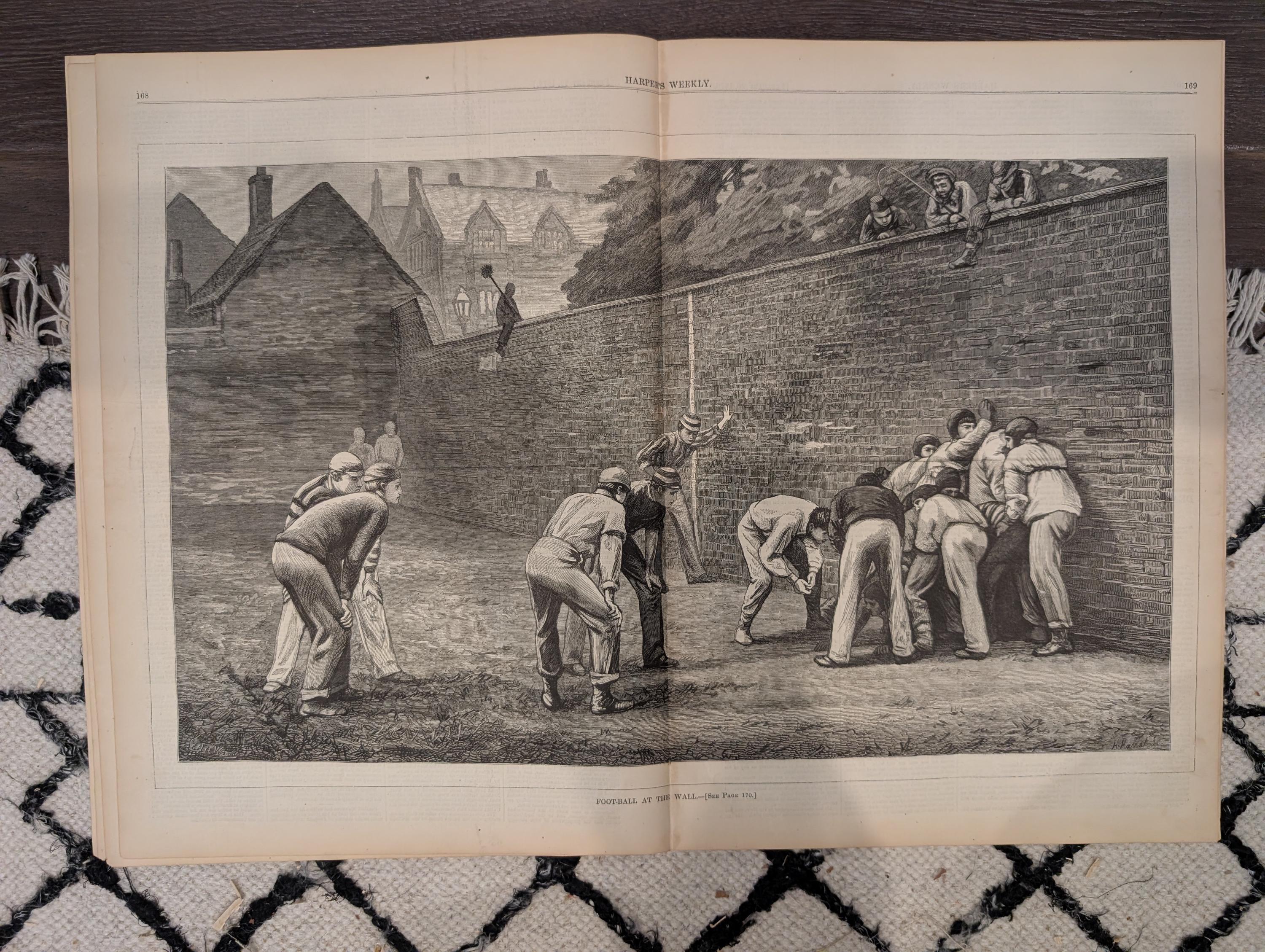 Harper’s Weekly Feb 26 1876 – Early American Football, Thomas Nast Cartoons, Frere Art, Complete Issue VG