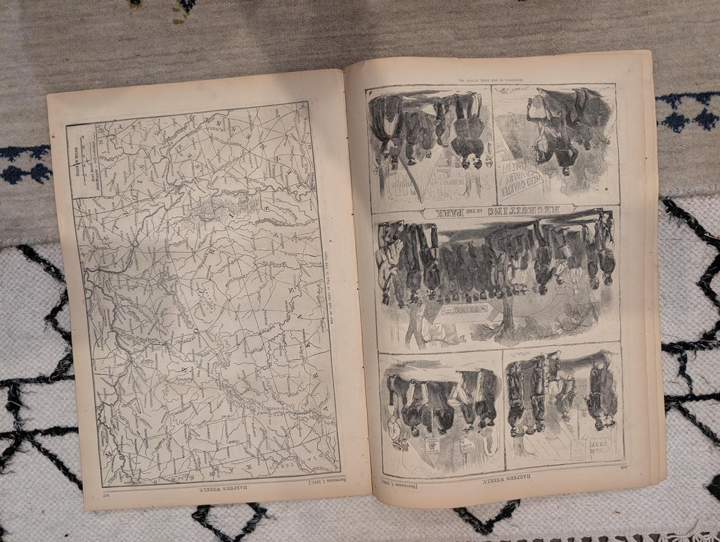 1861 Map of the West Harper's Weekly Sept 07 Fire Zouaves Baltimore Rebel