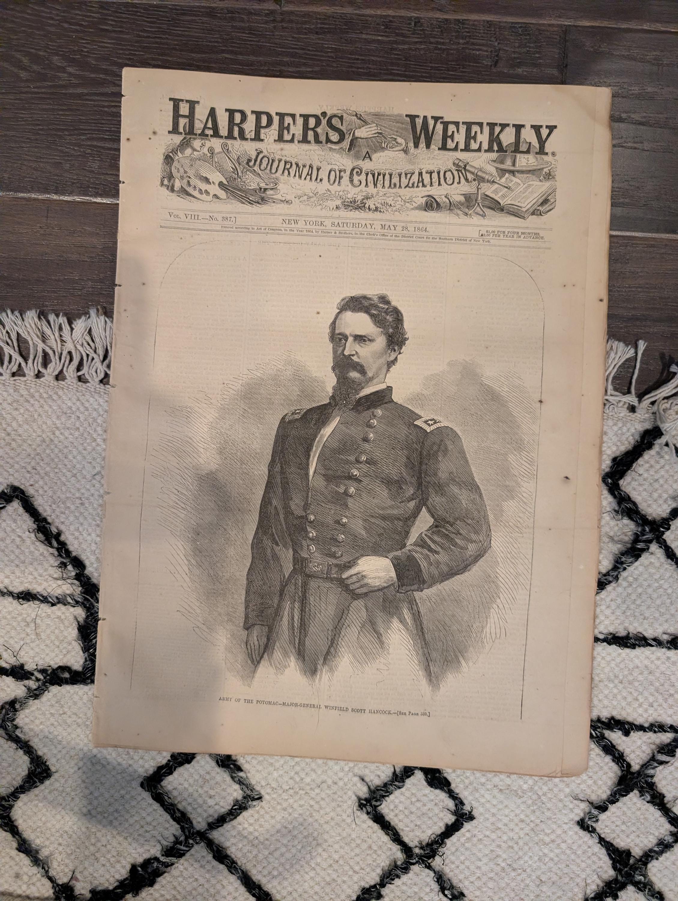 1864 Ulysses S. Grant Harper's Weekly  May 28 Fight It Out All Summer