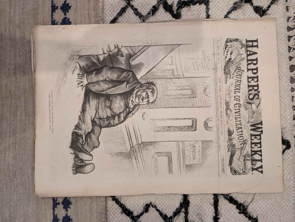 1877 Disputed Election Commission, Nast Cartoon, Friesland Skate — Feb 17