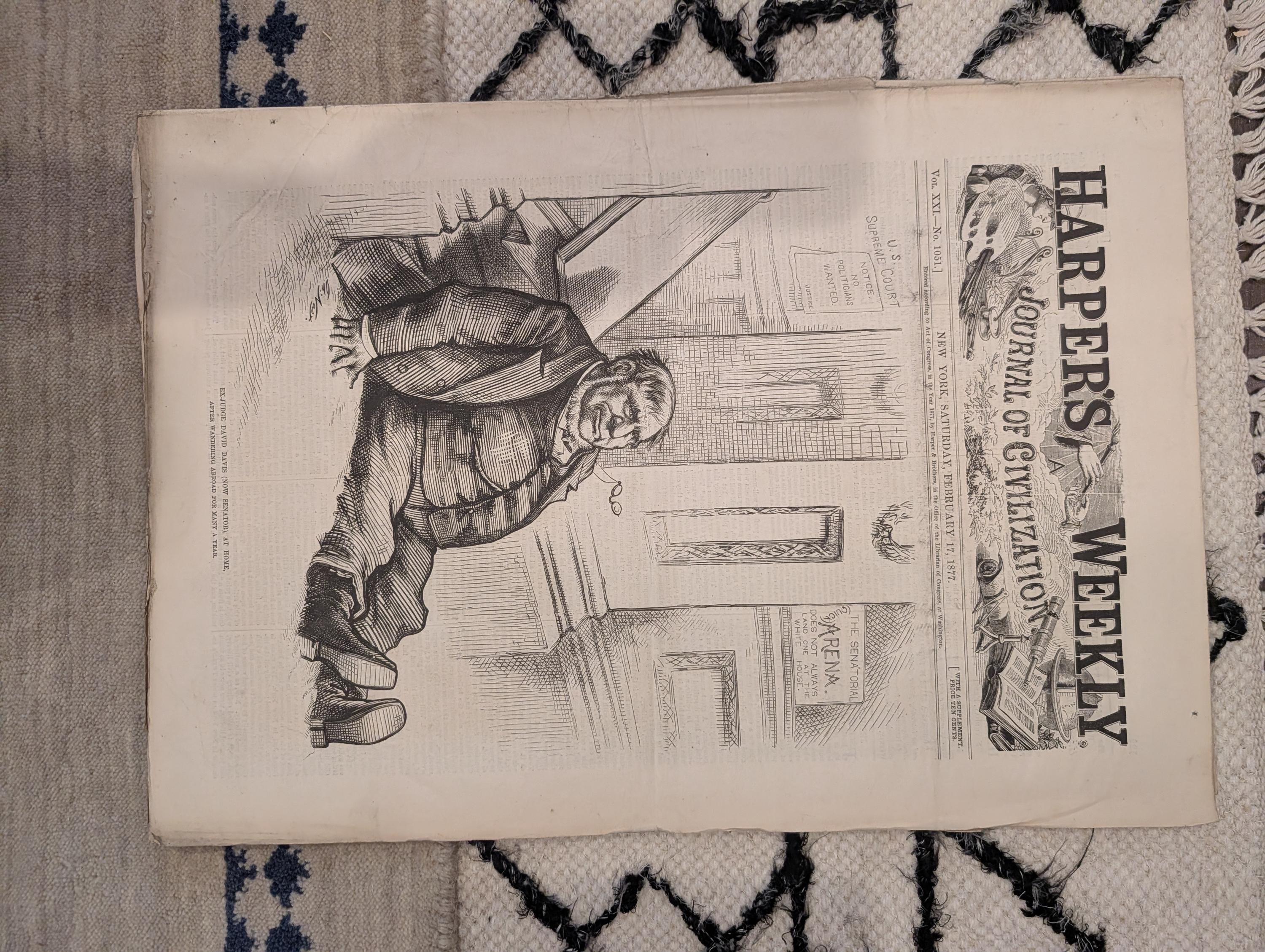 1877 Disputed Election Commission, Nast Cartoon, Friesland Skate — Feb 17