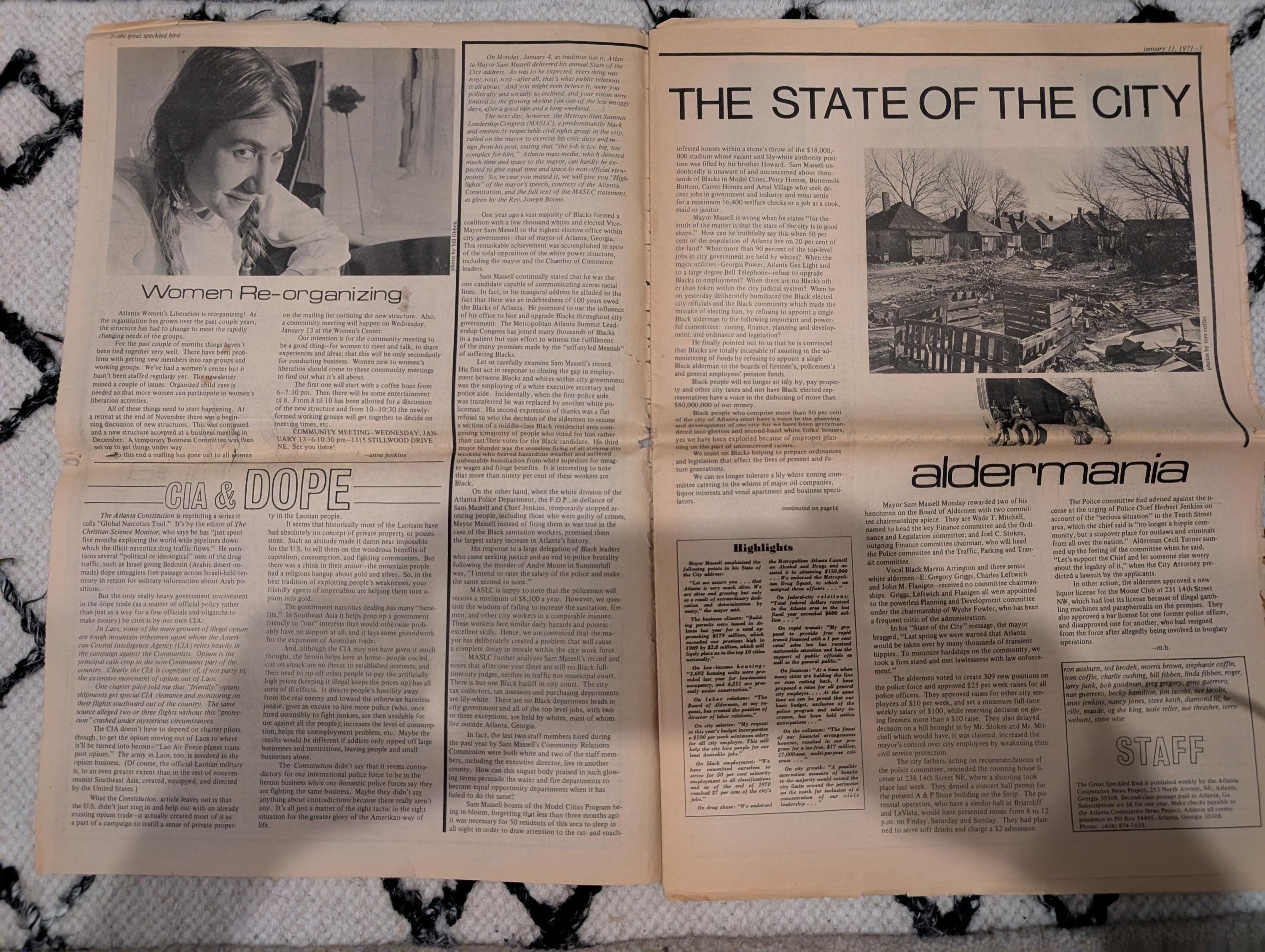 The Great Speckled Bird | January 11, 1971 | Underground Newspaper | Black Panther Trial, Nixon, CIA & Dope, Hampton Grease Band