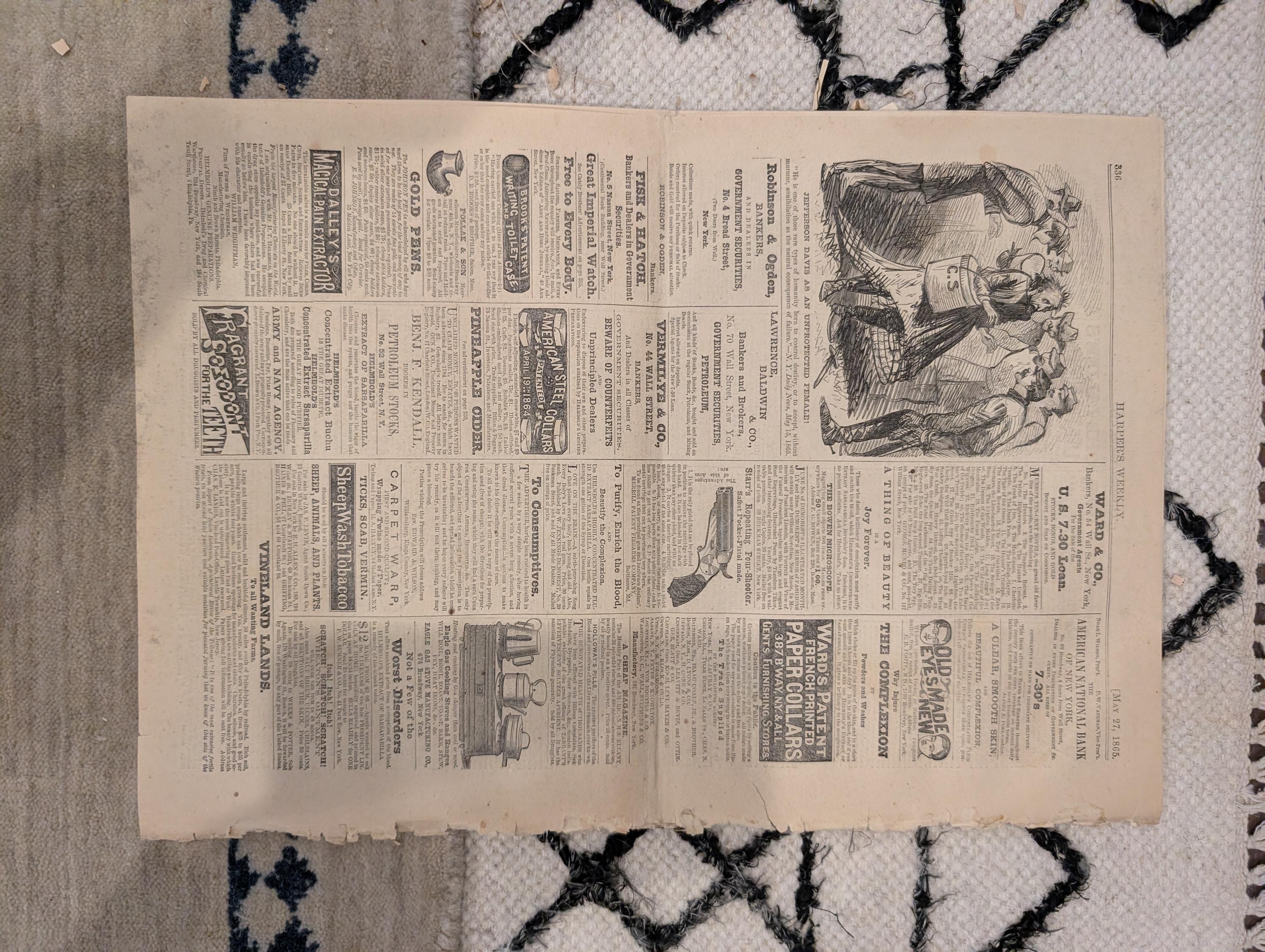 1865 Capture of Jeff Davis Harper's Weekly May 27 Lincoln Burial Springfield