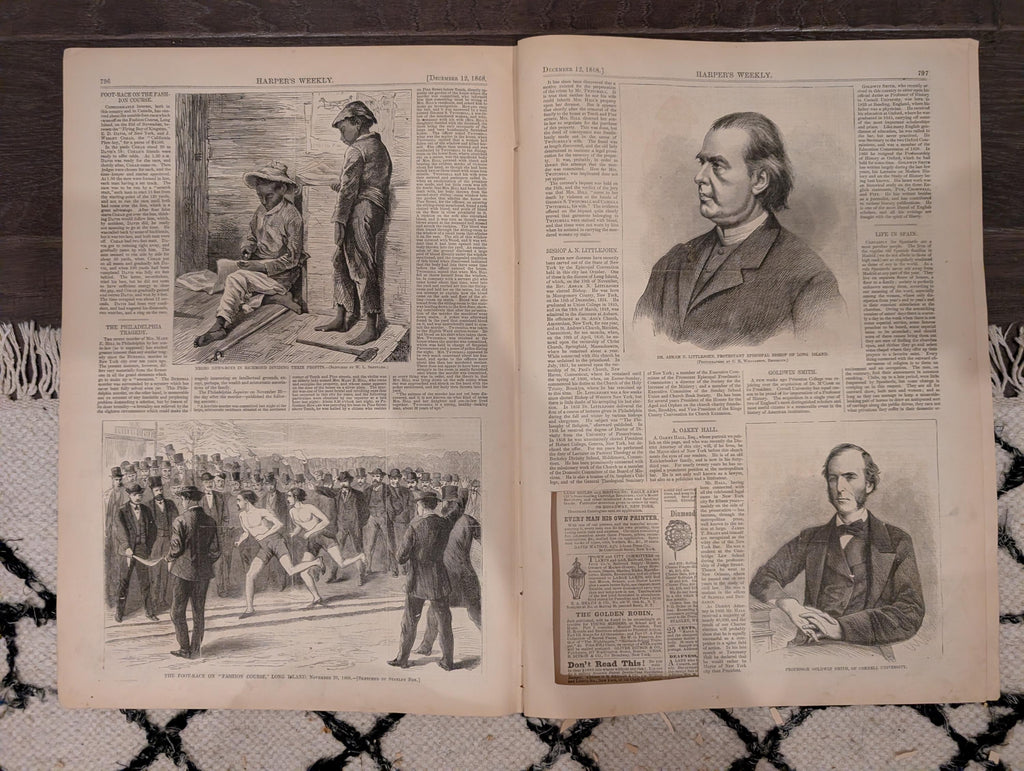 Harper’s Weekly – December 12, 1868 – Whipping Post • Alaska Interior • Newsboys in Richmond • Philadelphia Tragedy • Madrid Execution Scaff