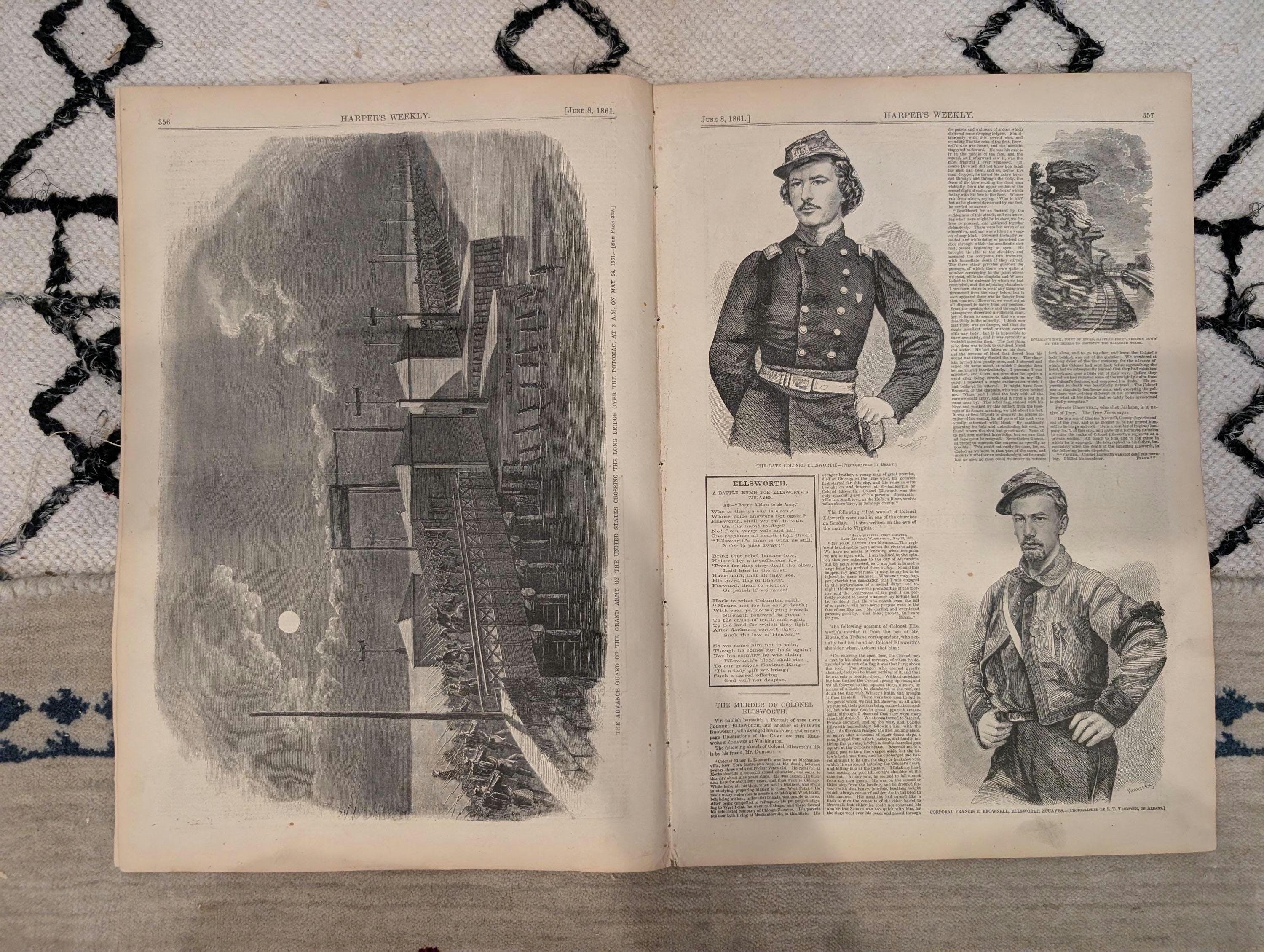 1861 Winslow Homer Long Bridge Harper's Weekly June 08 Ellsworth Zouaves