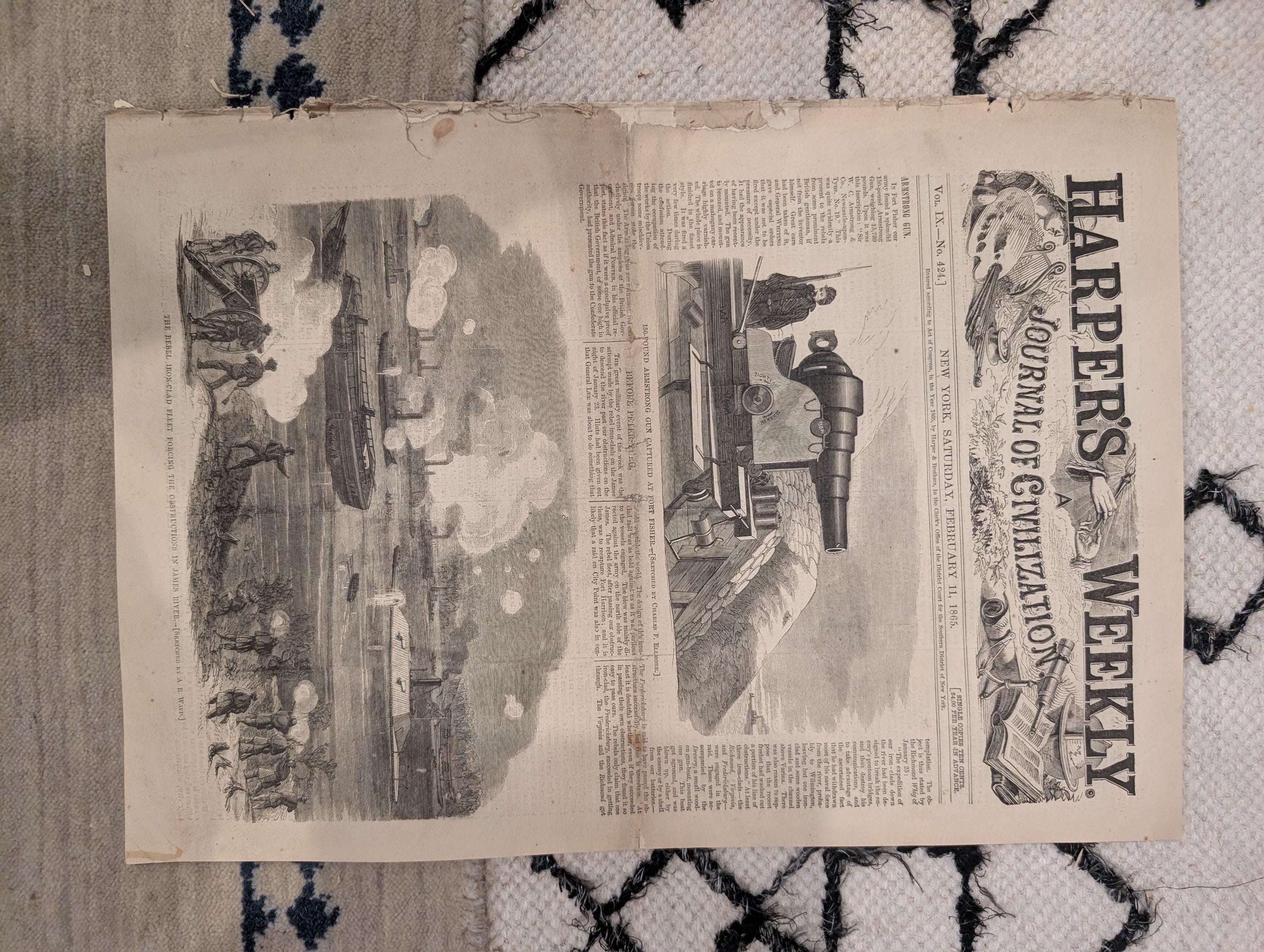 1865 Sherman's Savannah Review Harper's Weekly Feb 11 Smithsonian Fire