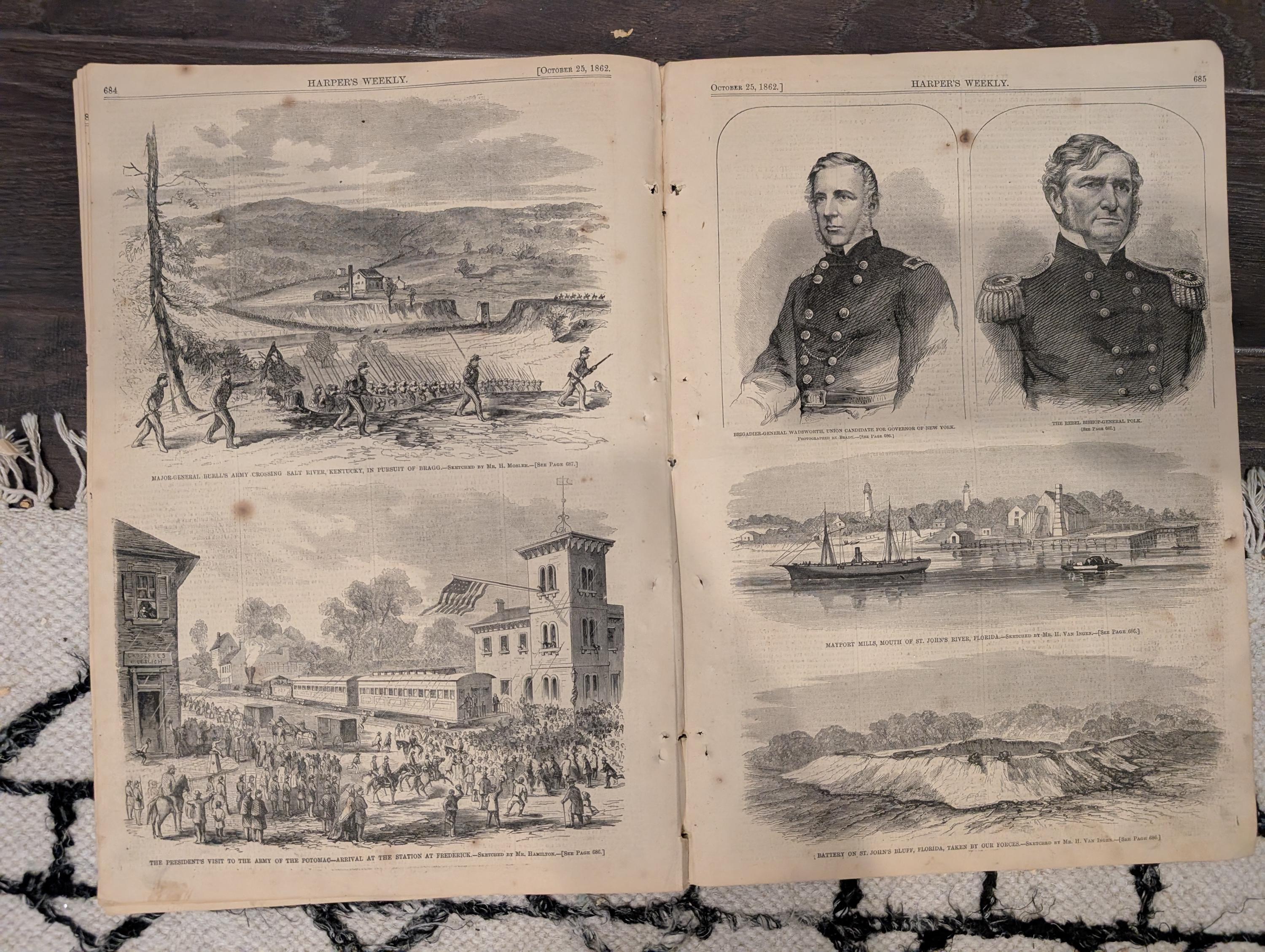 Harper’s Weekly – October 25, 1862 – Civil War Maps & Thomas Nast “After the Battle” Centerfold