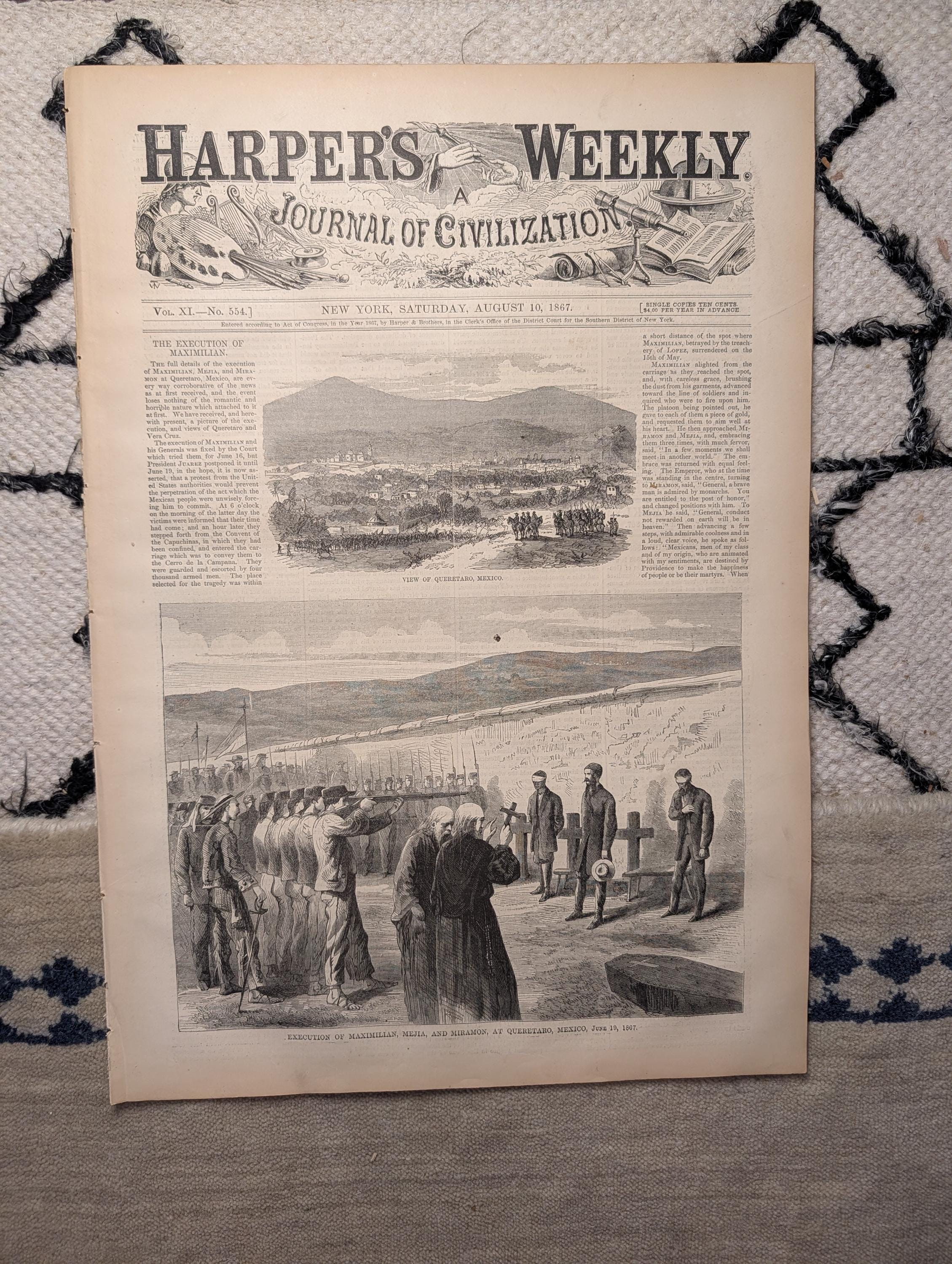 1867 Queretaro Mexico, Farm Life Centerfold, Vera Cruz, Sing-Sing — Aug 10