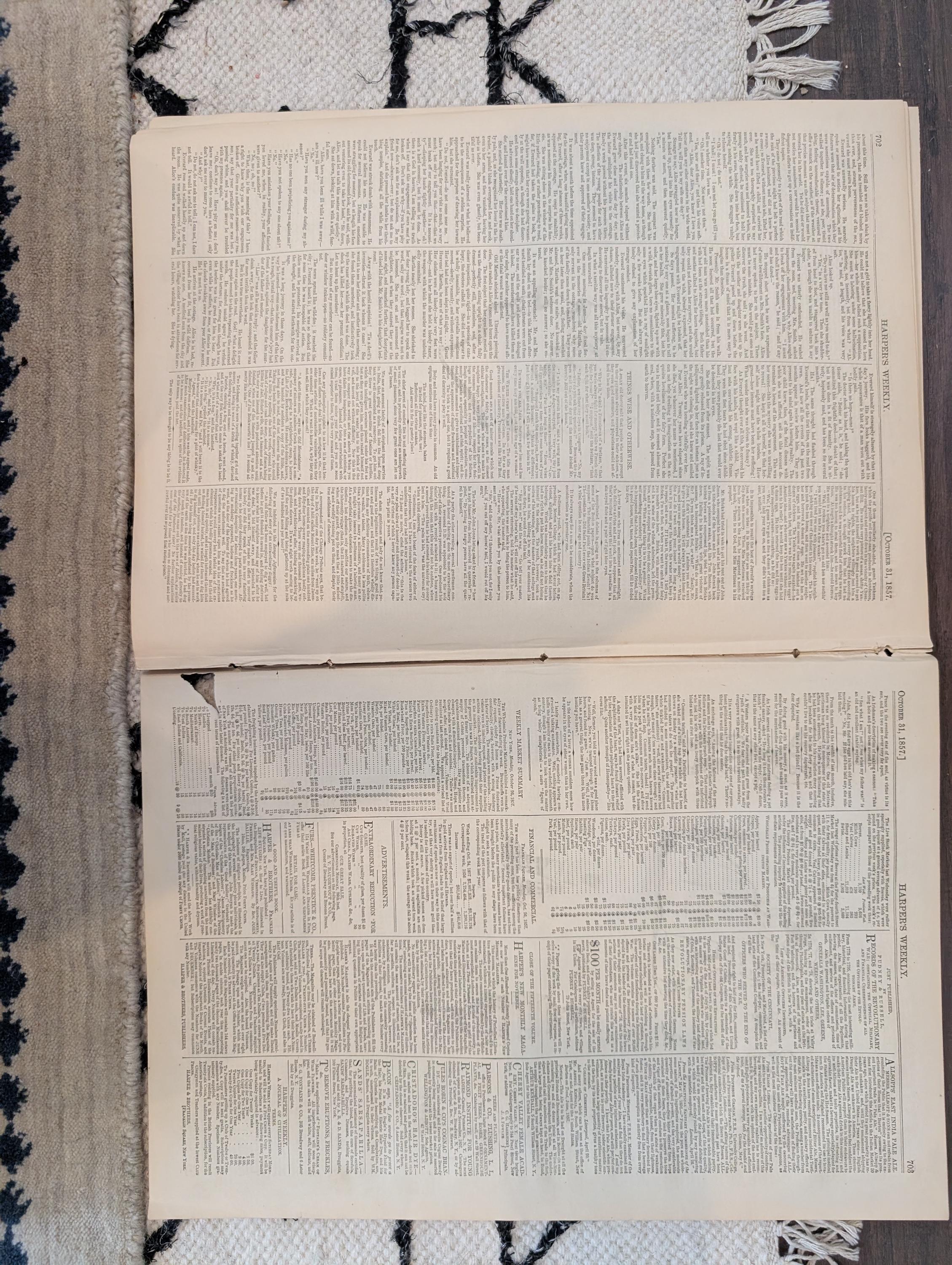 1857 Charles Dickens Harper's Weekly October 31 Panic of 1857 Wall Street