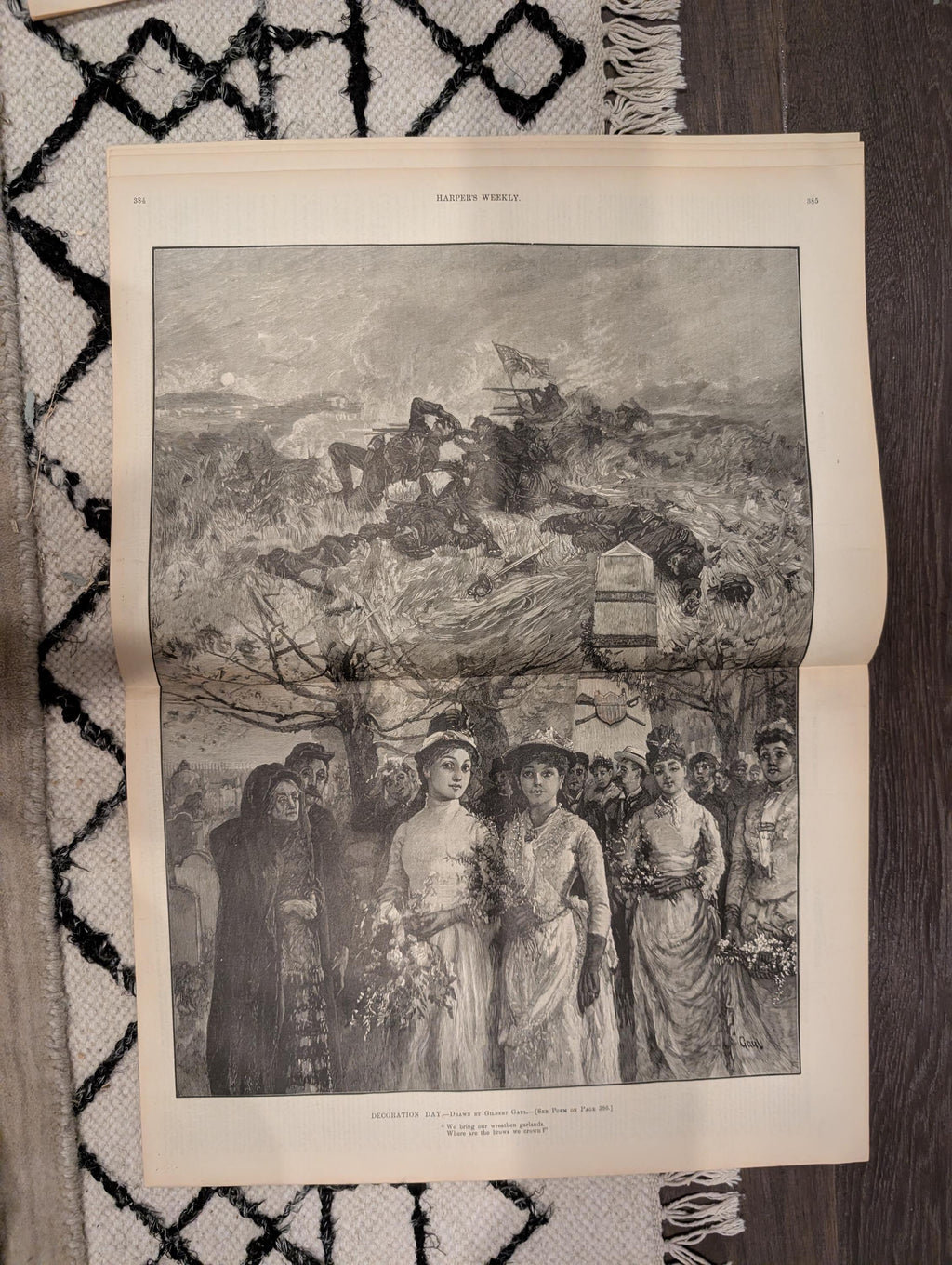 Harper’s Weekly – May 28, 1887 – Chicago Front Page, Decoration Day Centerfold, Rural Pennsylvania Auction, Broadway Elevated Railroad