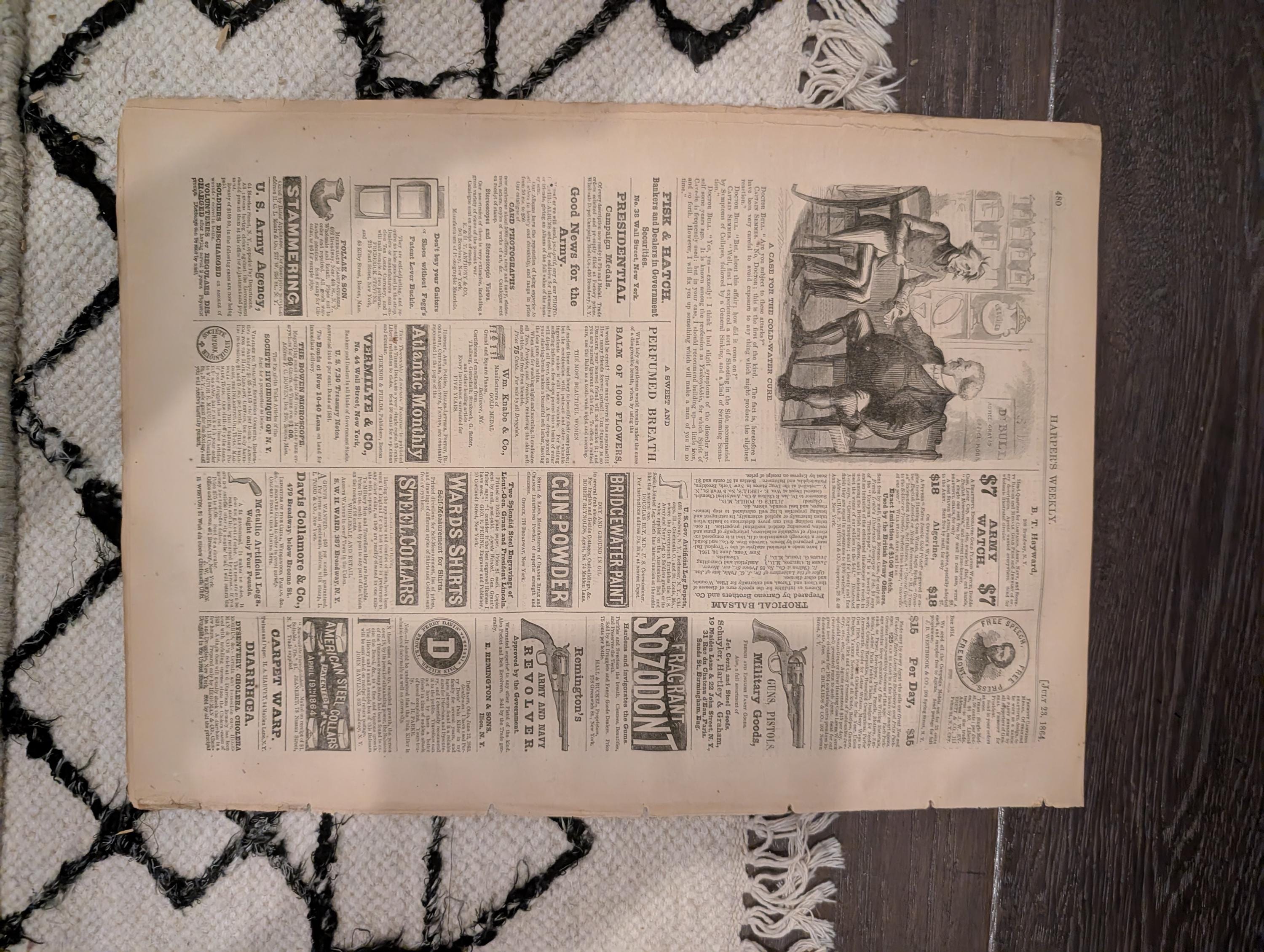 1864 Sinking of the Alabama Harper's Weekly July 23 Petersburg & Sherman