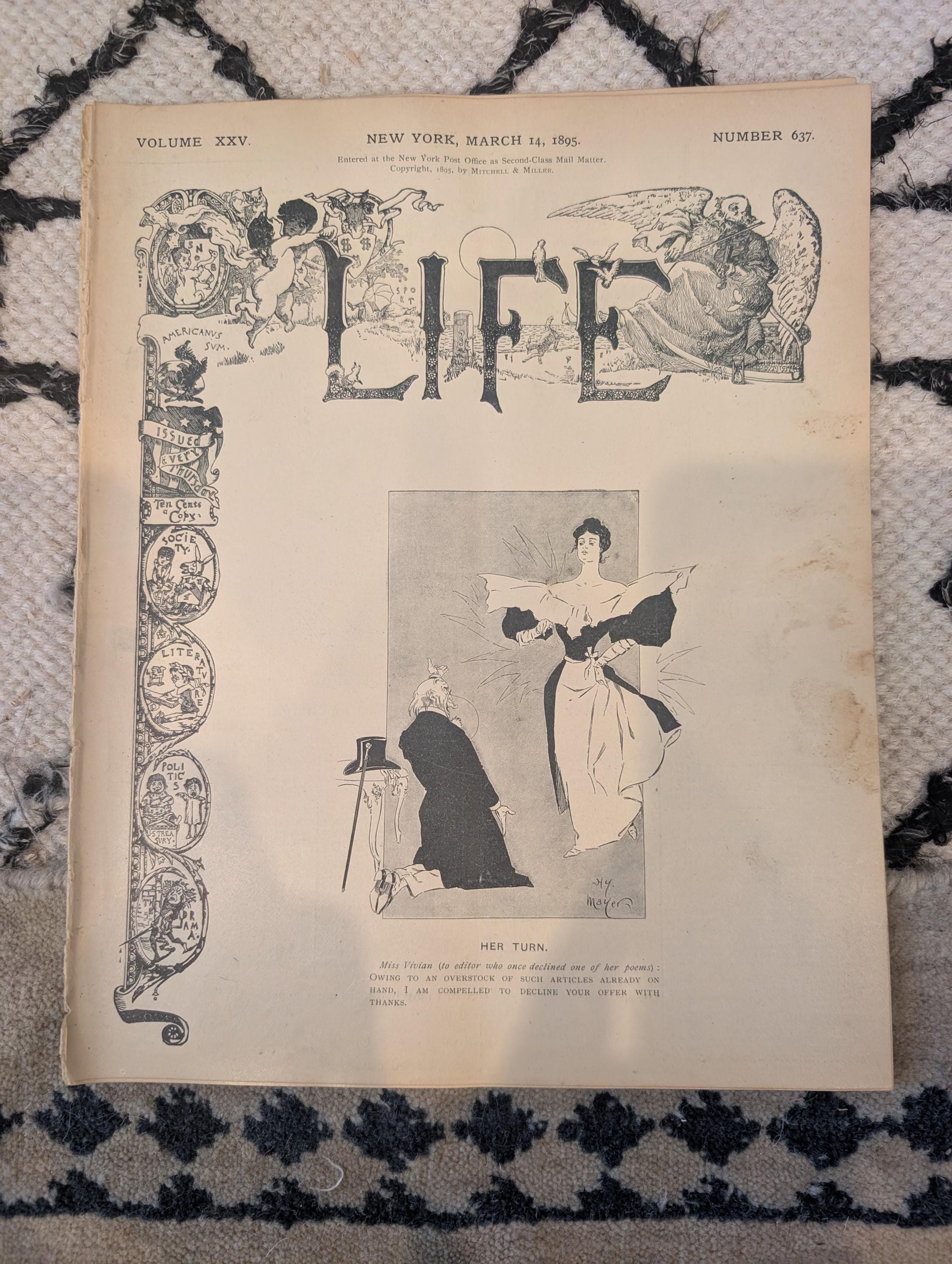 1895 LIFE Magazine — Marion Crawford, Madame Sans-Gêne, Golf, Pabst — March 14