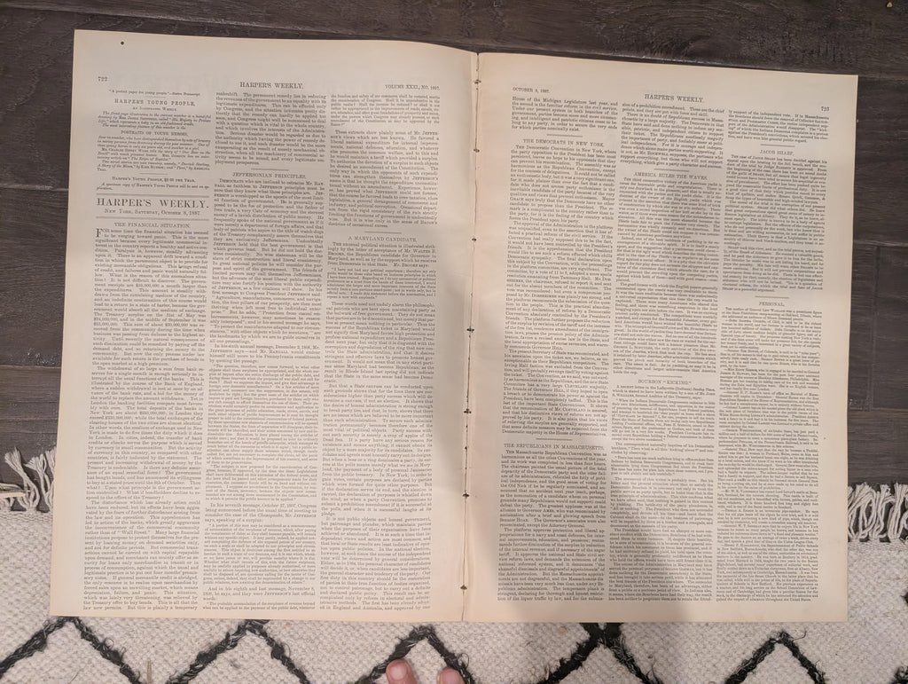 Harper’s Weekly – October 8, 1887 – Presidential Tour  | Grand Army Celebration | America’s Cup Yachts