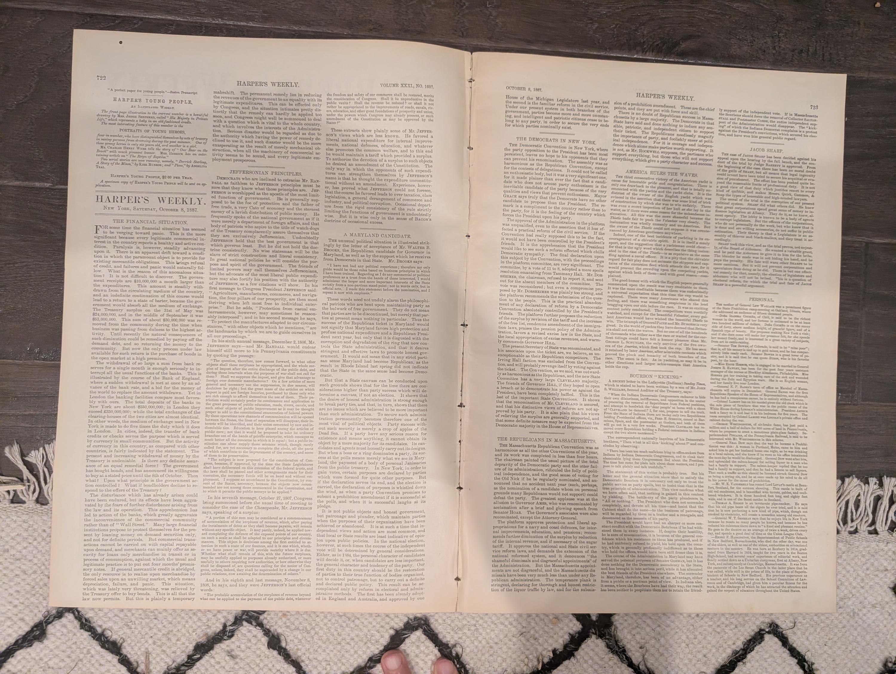 Harper’s Weekly – October 8, 1887 – Presidential Tour  | Grand Army Celebration | America’s Cup Yachts