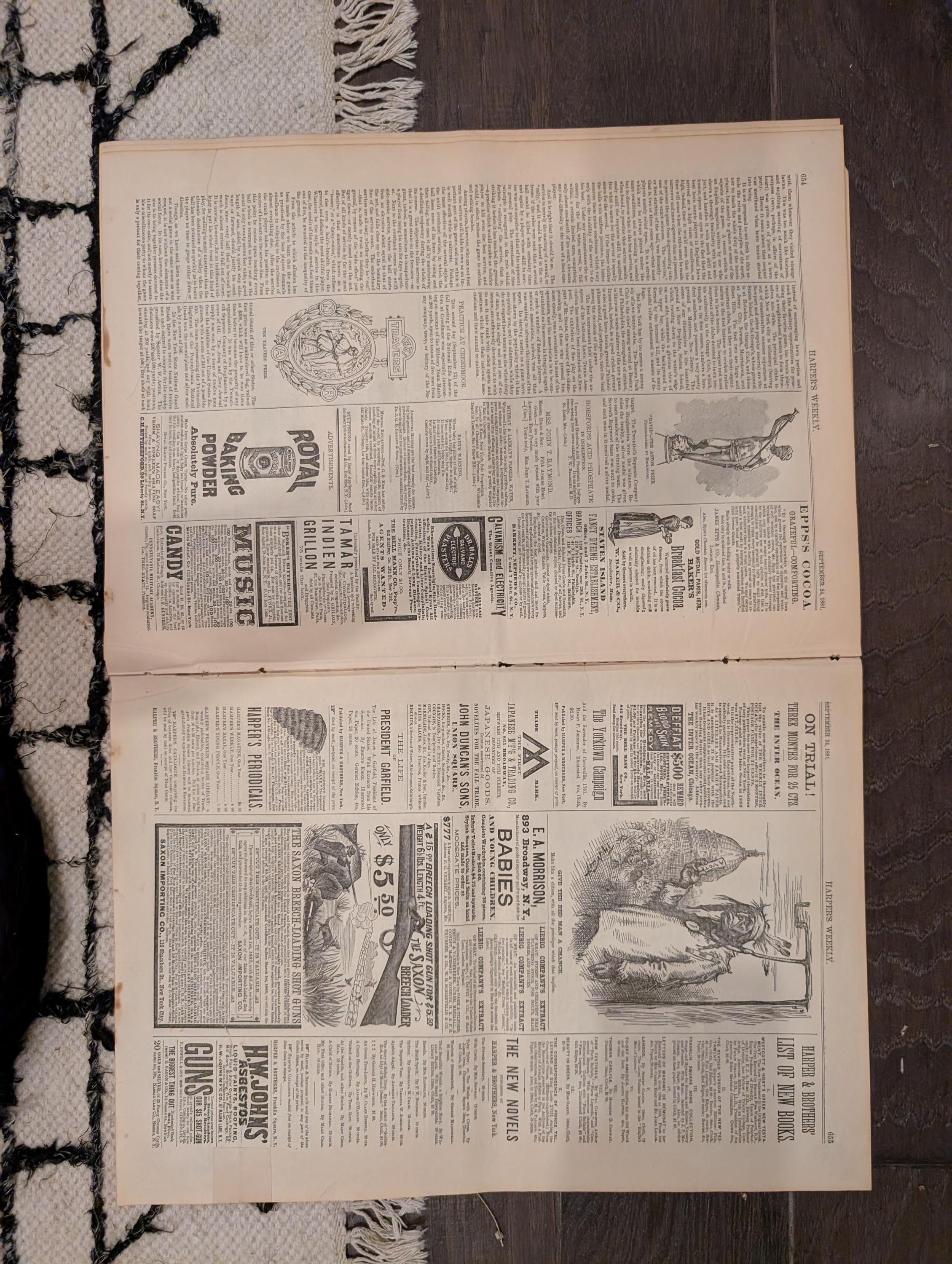 1881 Garfield Death Foldout, Early Tennis Staten Island, Opium Smoking NYC — Sep 24