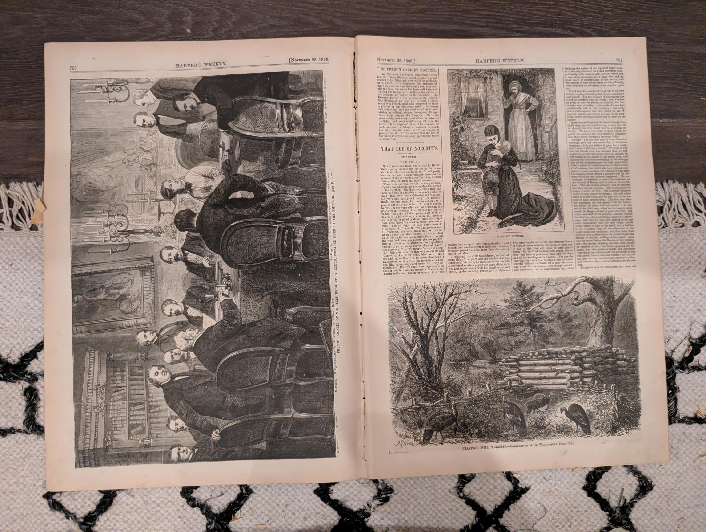 Harper’s Weekly – November 28, 1868 – Thanksgiving Prints • Cuba Scenes • San Francisco Earthquake • Fulton Ferry Collision