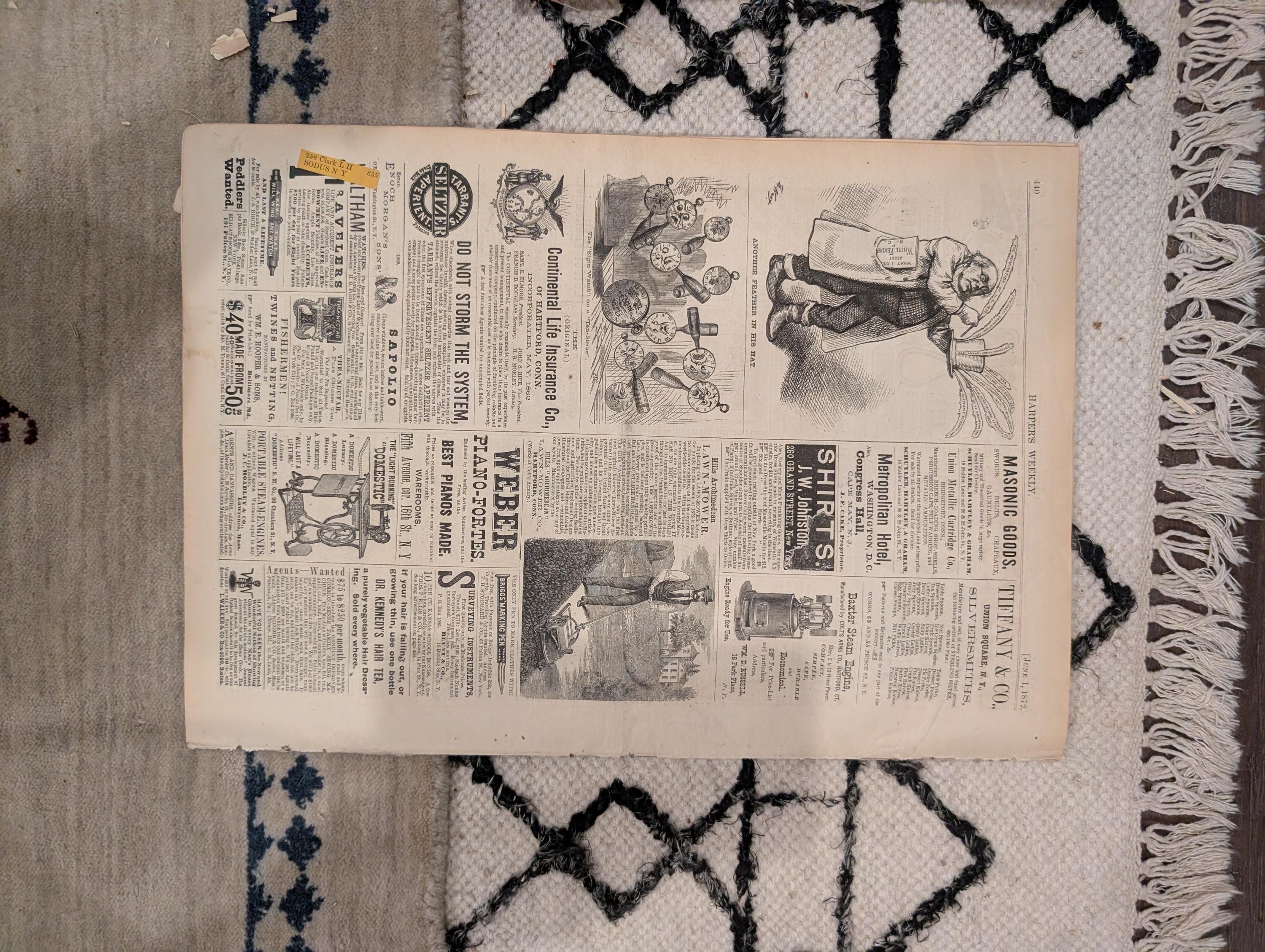 1872 Playing Bocci Rome Harper's Weekly June 01 Thomas Nast Horace Greeley