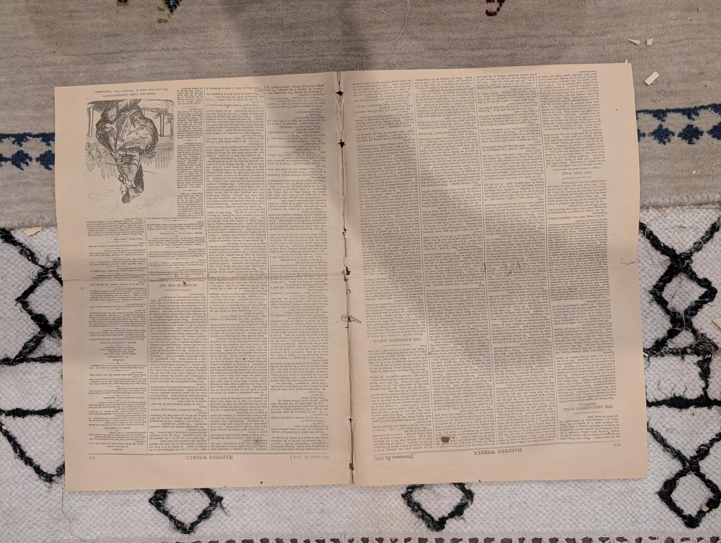 1865 Harper's Weekly — Amy Spain Hanging, Freedmen's Village, Naval Festival, Sept 30