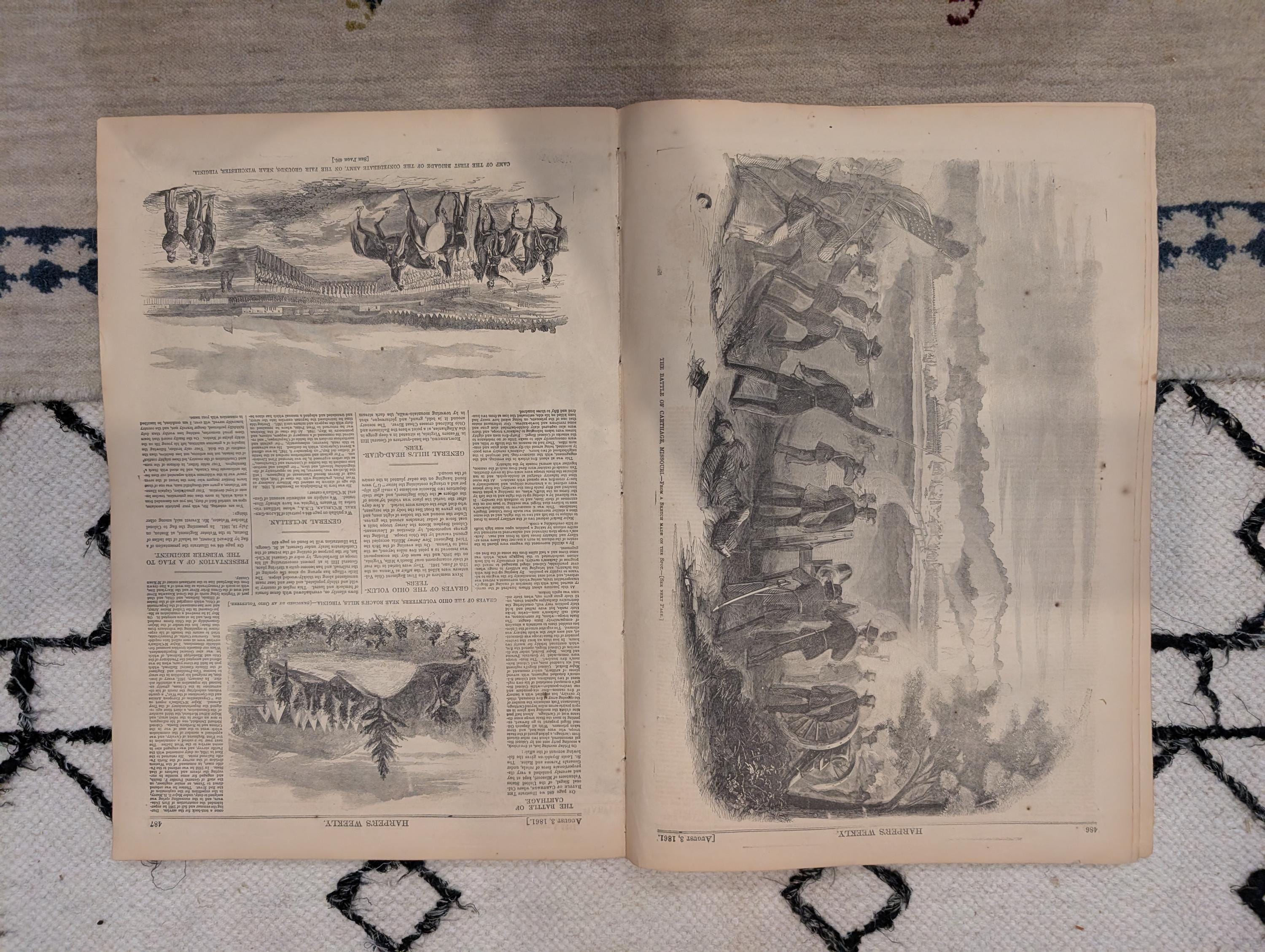 1861 Battle of Bull Run Harper's Weekly August 03 Mississippi Wildcats McClellan