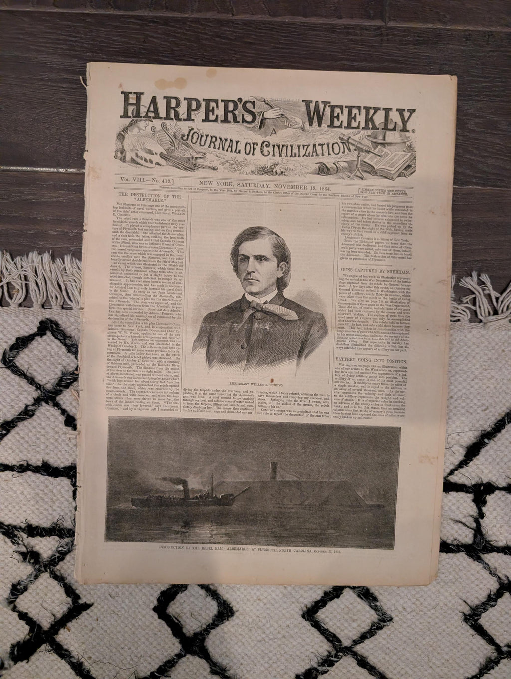 1864 Destruction of the Albemarle Harper's Weekly November 19 Petersburg Fort Capture