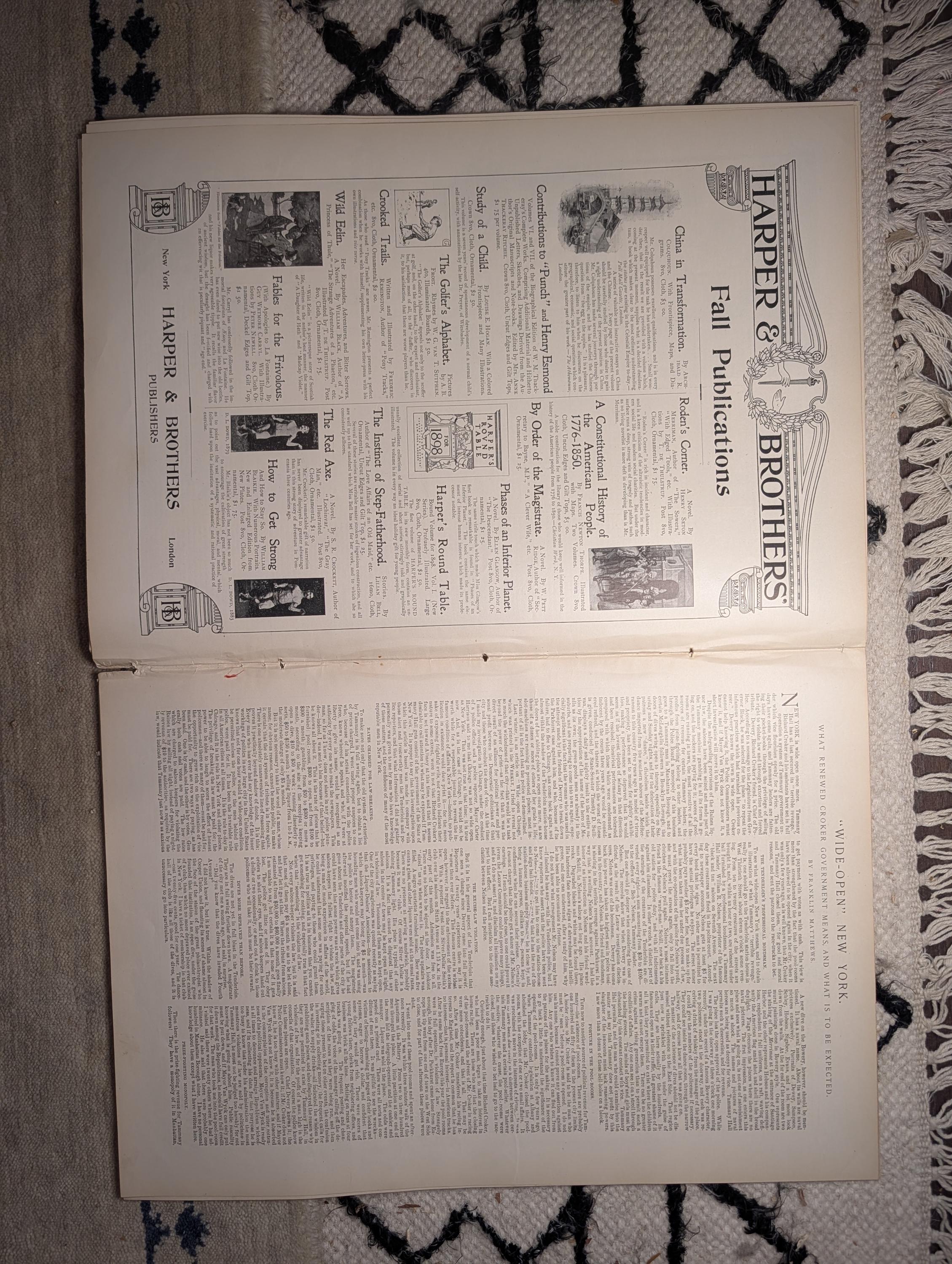 1898 Forbidden City Peking Front Page, Fall of Manila, Puerto Rico — Oct 22