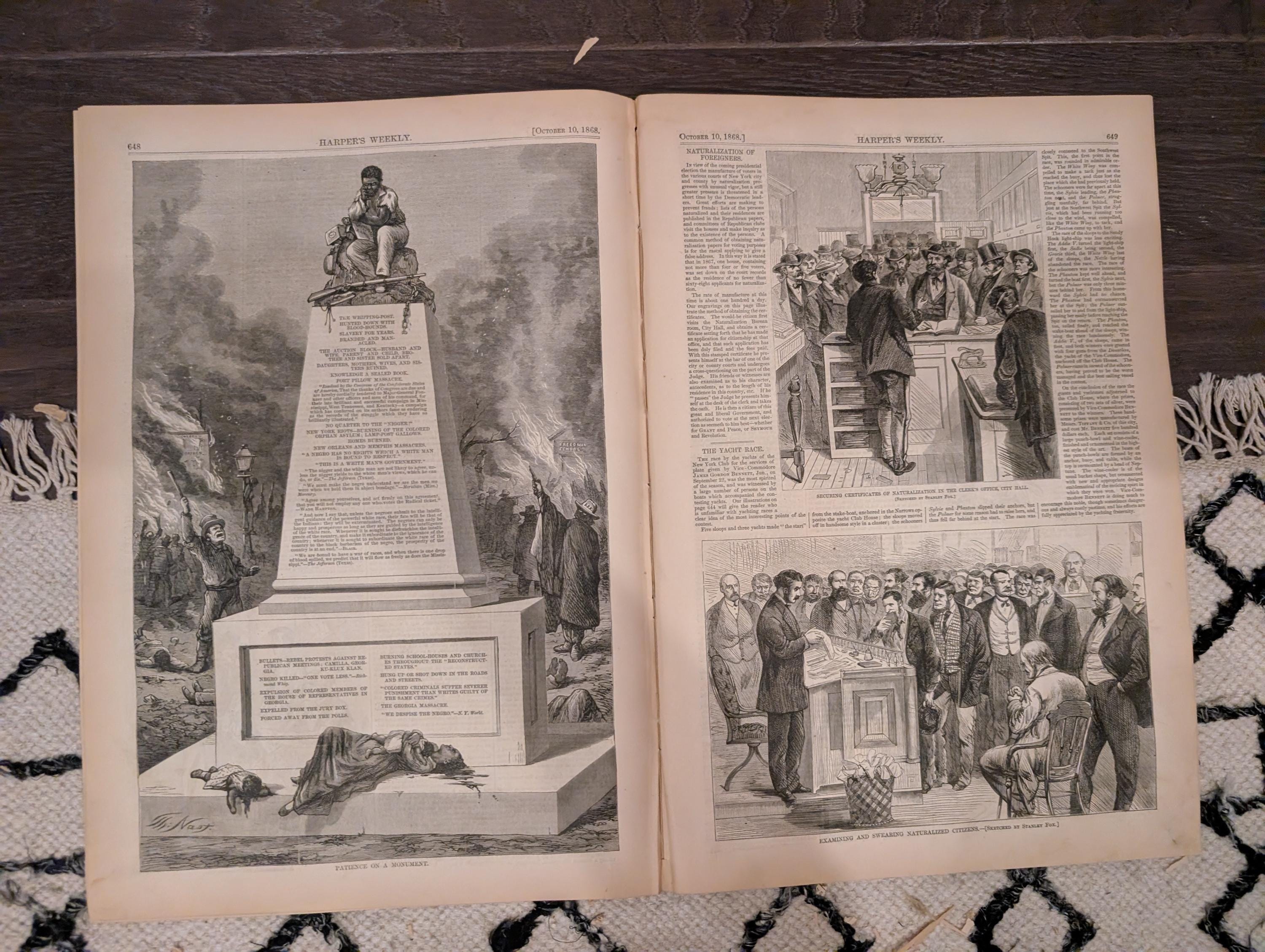 Harper’s Weekly – October 10, 1868 – Black Americana - Water Drinkers in Spain • South American Earthquake Wreck • Paraguayan