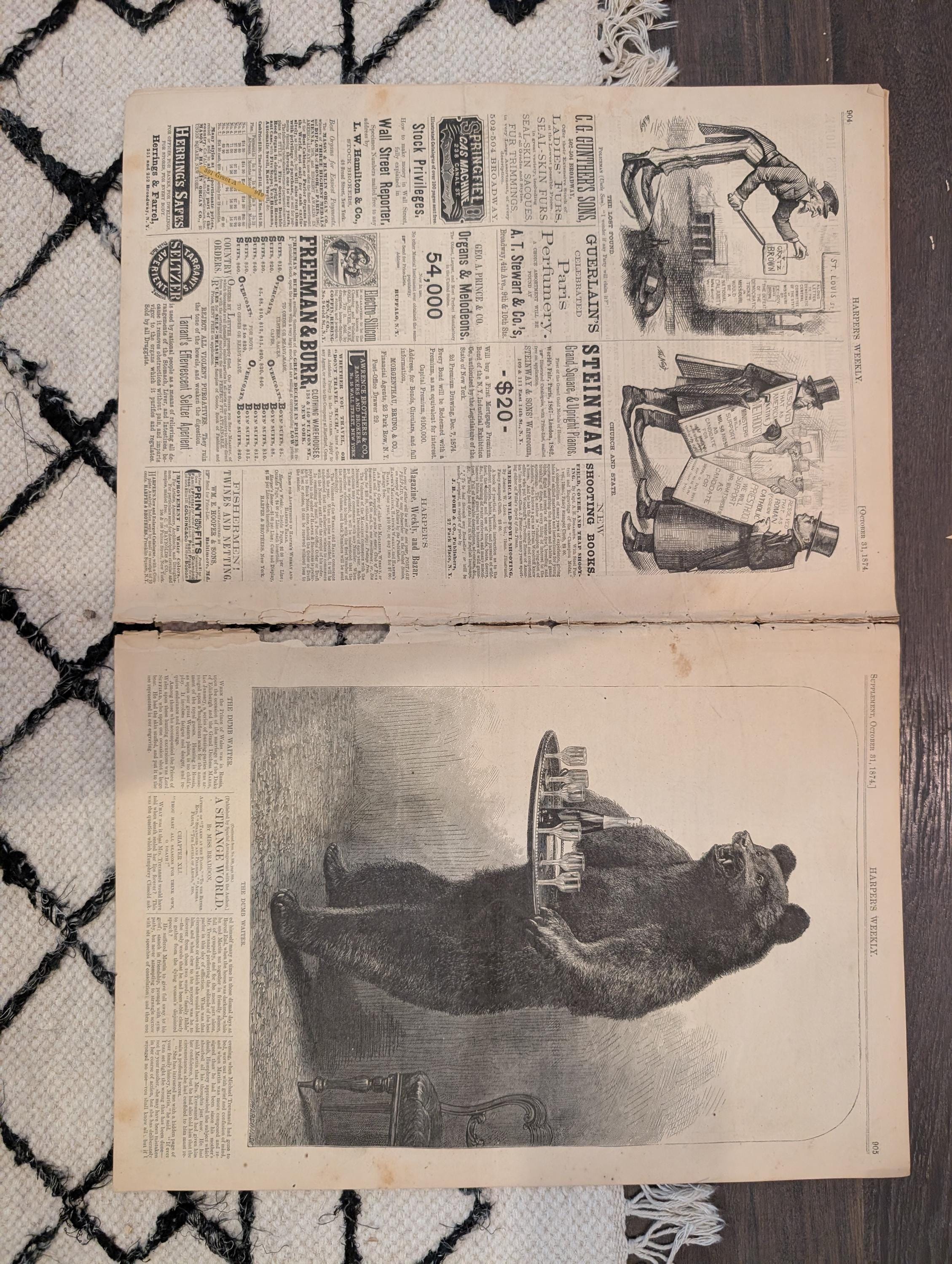 1874 Blacks Voting Cartoon, Eagles Duel Centerfold, Africa Gold — Oct 31