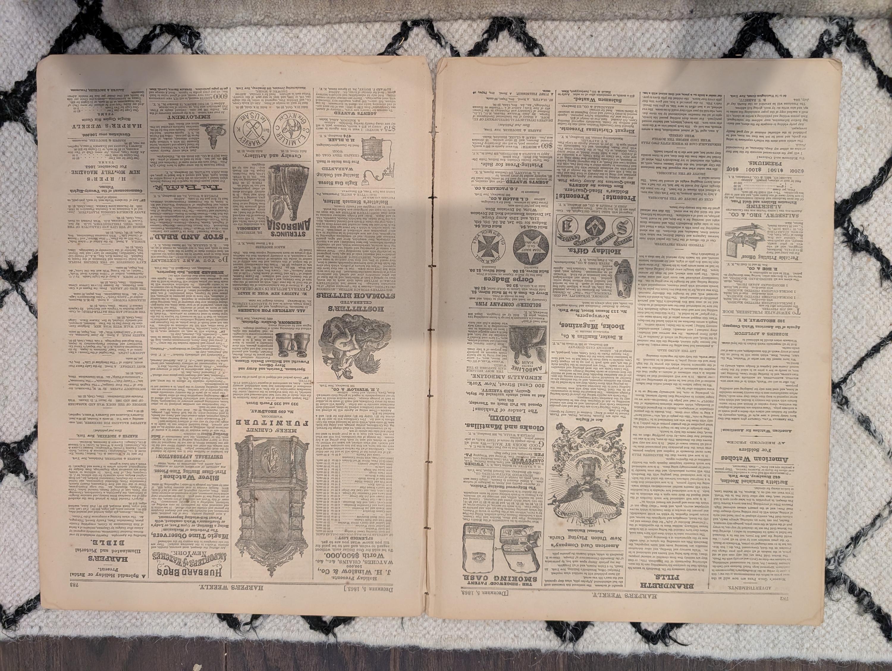 Harper’s Weekly, December 5, 1863 – The President’s Hymn, Thanksgiving Issue, Union Allegory, Civil War Newspaper