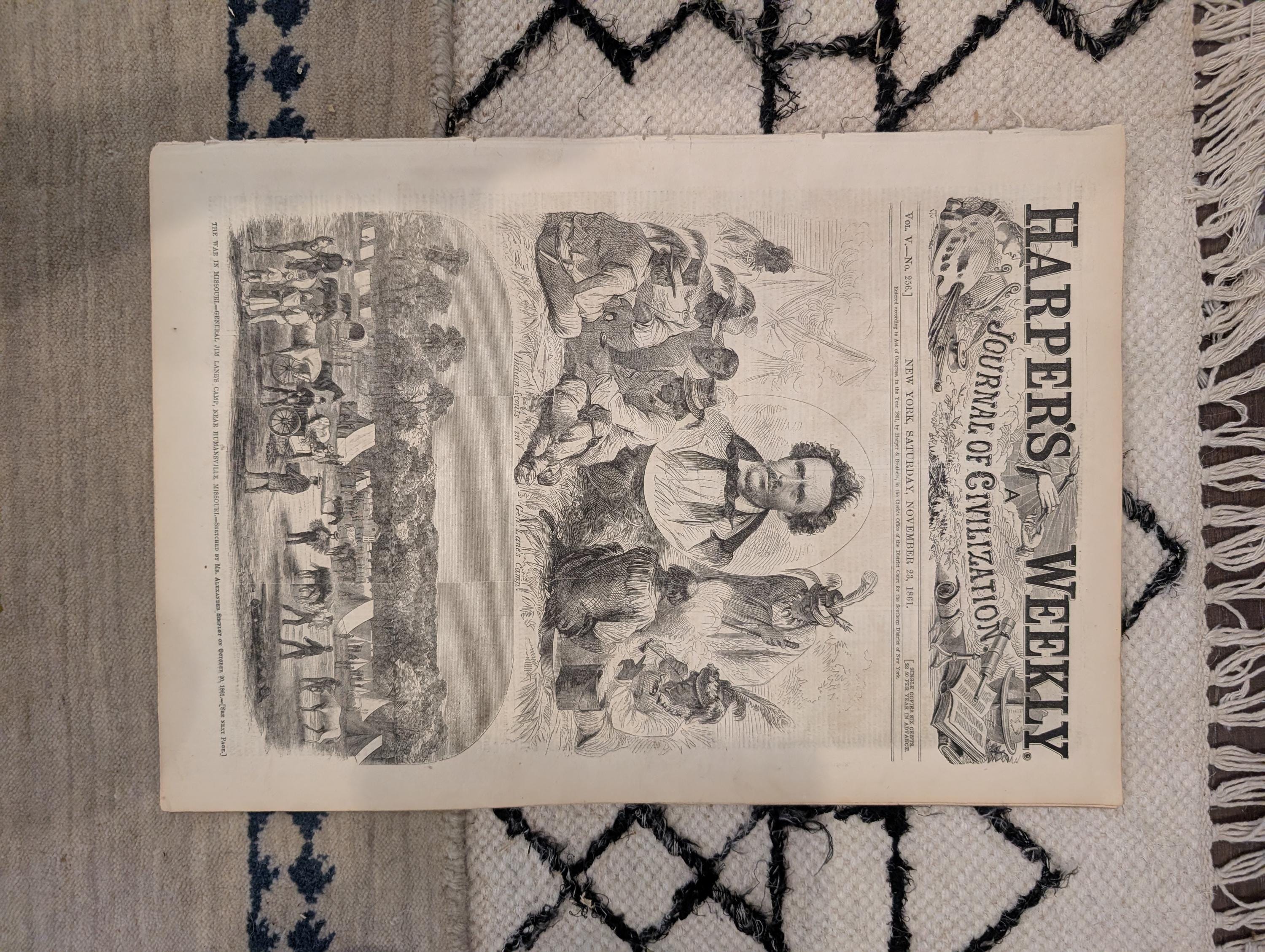 1861 Winslow Homer Songs of War Harper's Weekly Nov 23 Jim Lane Missouri