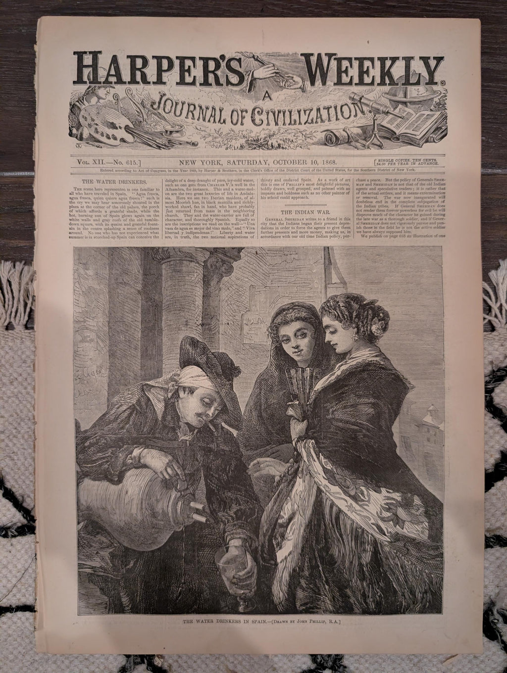 Harper’s Weekly – October 10, 1868 – Black Americana - Water Drinkers in Spain • South American Earthquake Wreck • Paraguayan