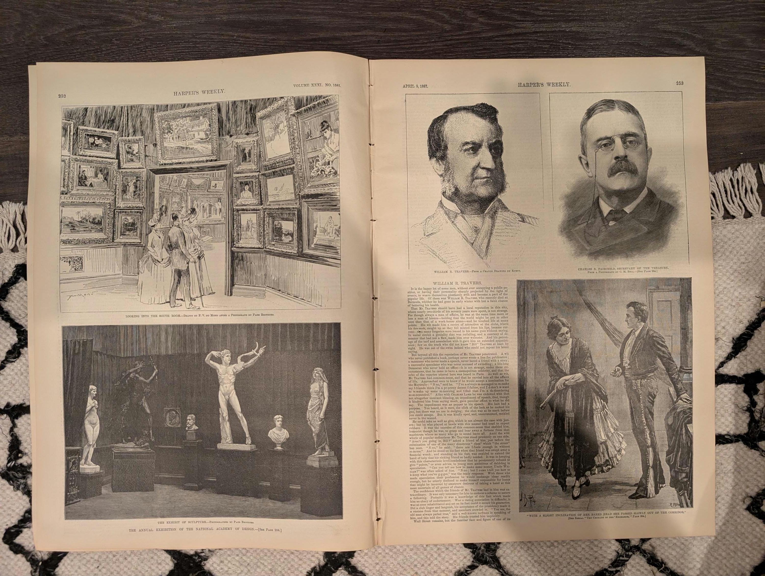 Harper’s Weekly – April 9, 1887 – Yellowstone in Winter, Elk Encounter, Old Faithful, Wild West Satire + NC “New South” Supplement