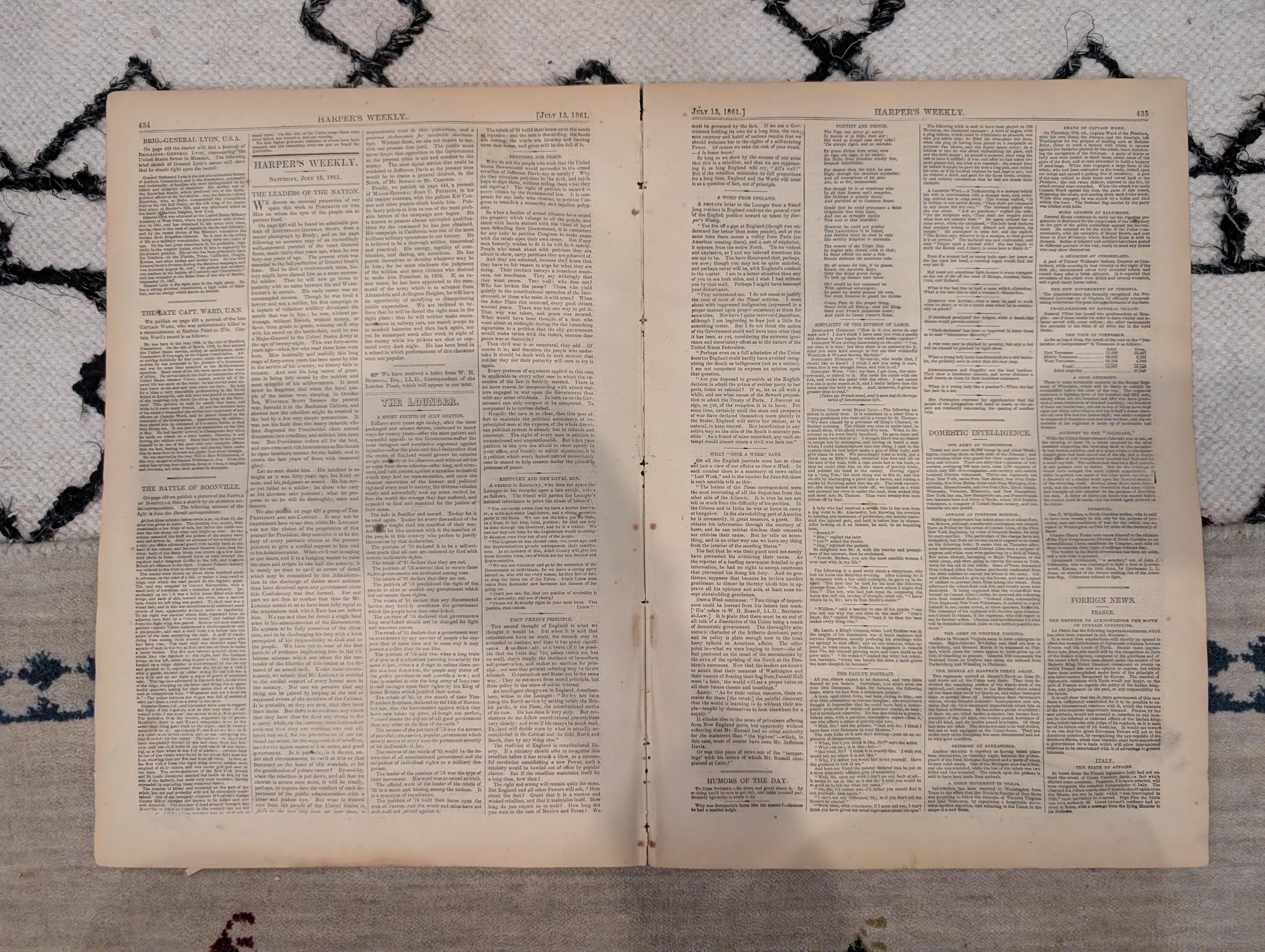 1861 Slave Auction Winslow Homer Harper's Weekly July 13 Lincoln Cabinet