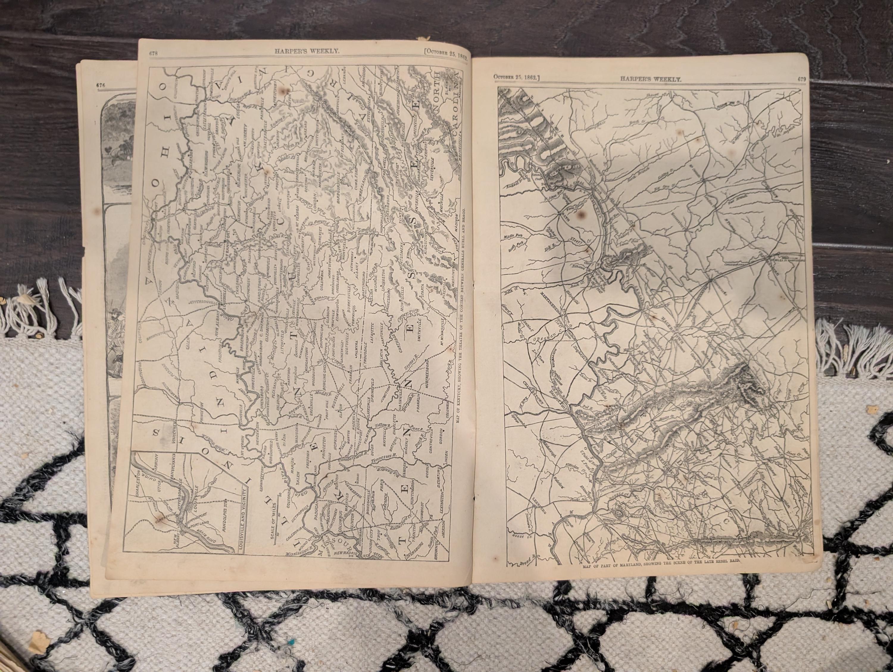 Harper’s Weekly – October 11, 1862 • Battle of Antietam Centerfold • Lincoln Proclamation • South Mountain Map