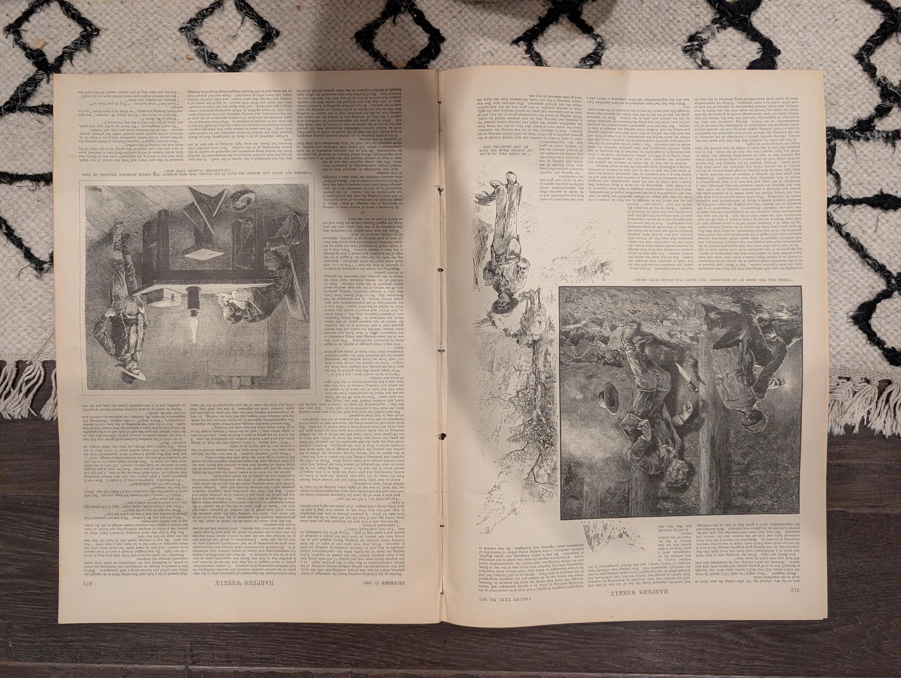 Harper’s Weekly – December 17, 1887 – Frederick Stuart Church Christmas Supplement • A.B. Frost • Logging Camp • Madre de Dios