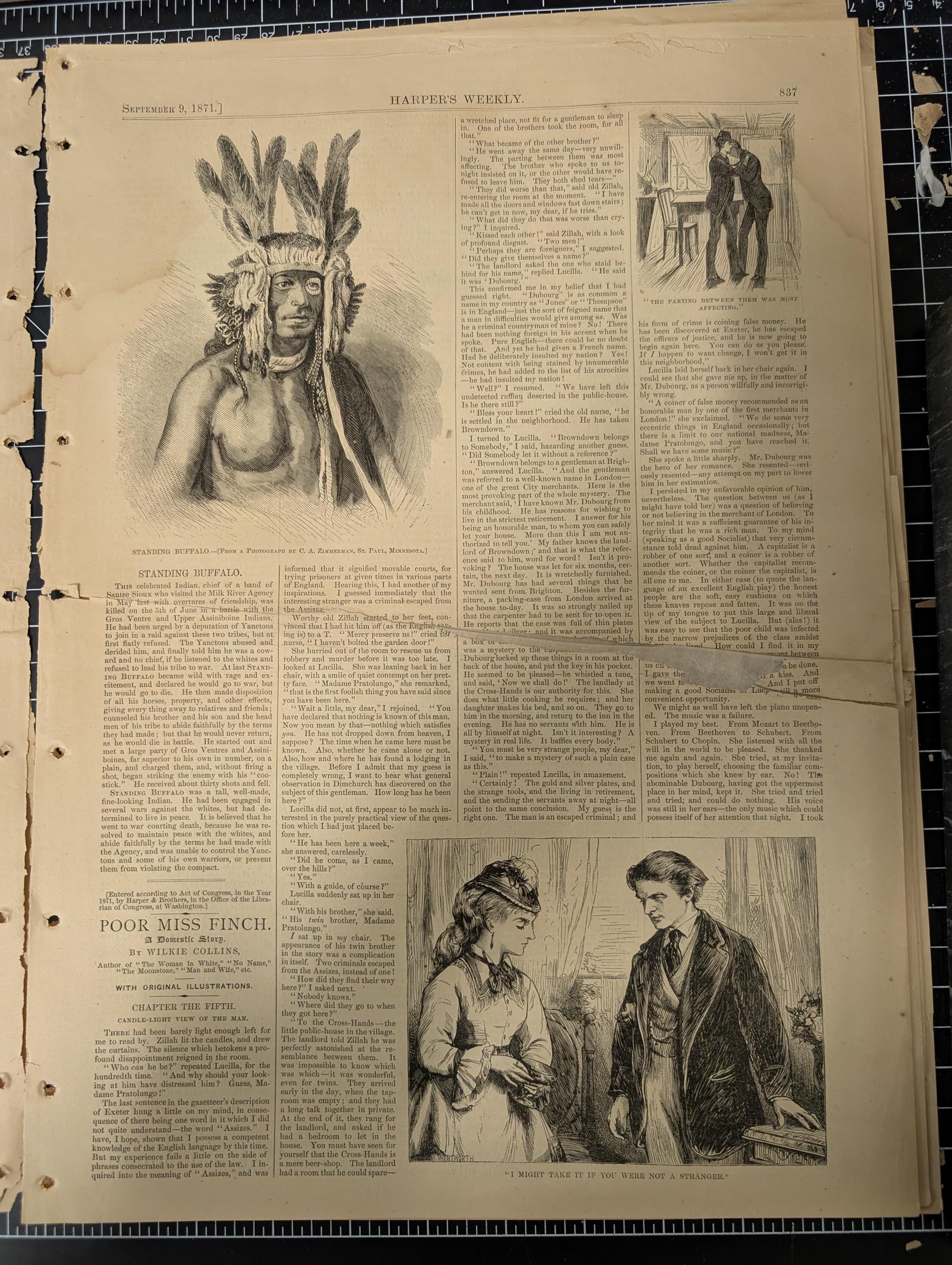 Harper’s Weekly – September 9, 1871 | United Italy Cover, Standing Buffalo Sioux, Korean Expedition, Tammany Hall | Complete w/ Supplement