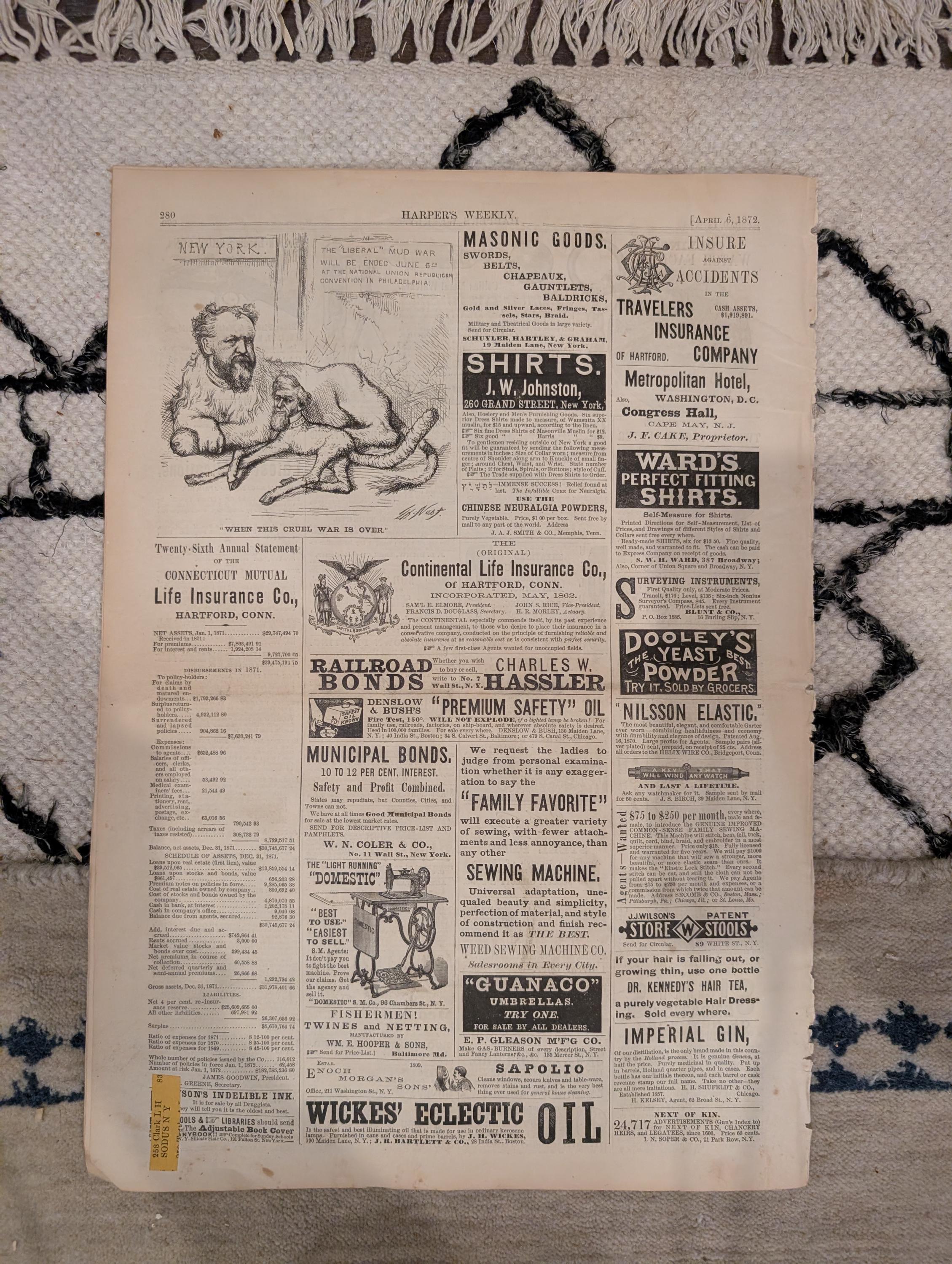 1872 April Fools Day Harper's Weekly April 06 Nast Supreme Court