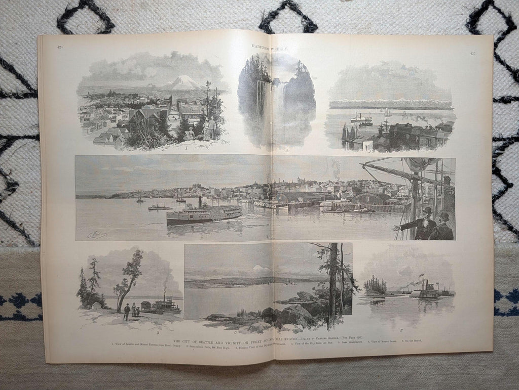 1891 Seattle & Puget Sound Seven-Scene Centerfold, Washington State — Jun 6