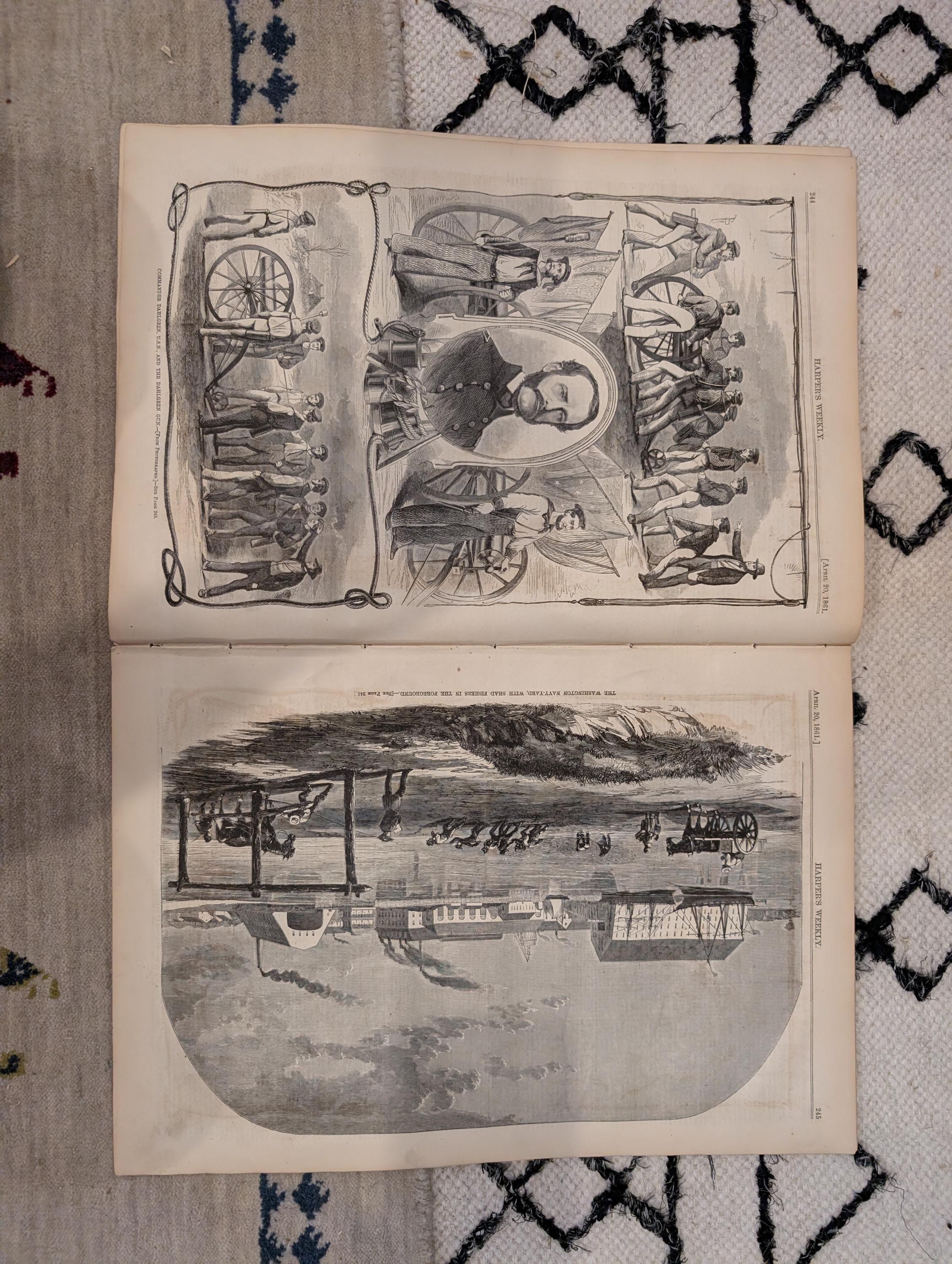 1861 Navy Fleet Fort Pickens Harper's Weekly April 20 Dahlgren Gun Dickens