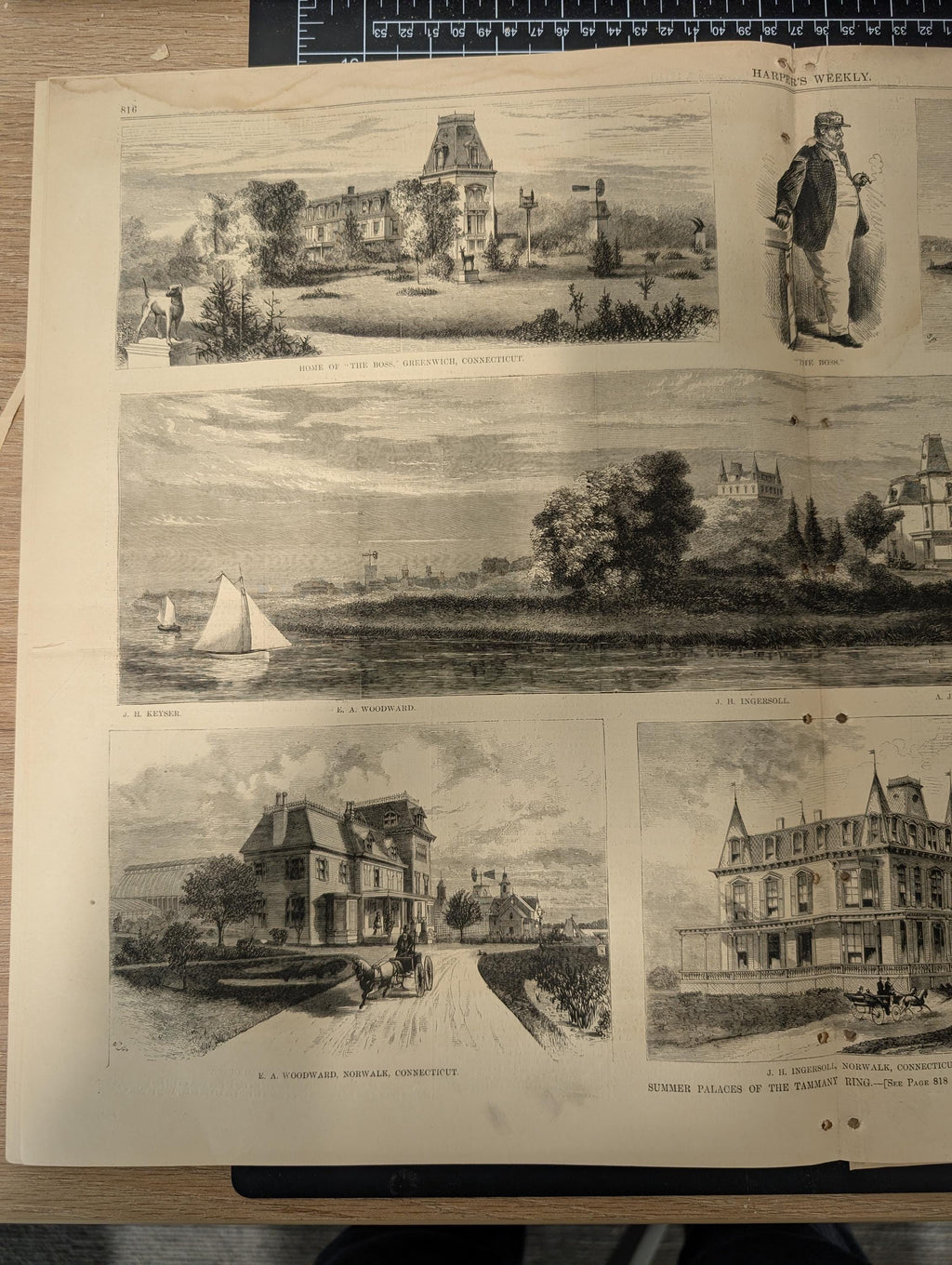 Harper’s Weekly – September 2, 1871 | Thomas Nast Cartoon, Wilkie Collins Portrait, Tammany Ring, “Summer Palaces” | Complete w/ Supplement