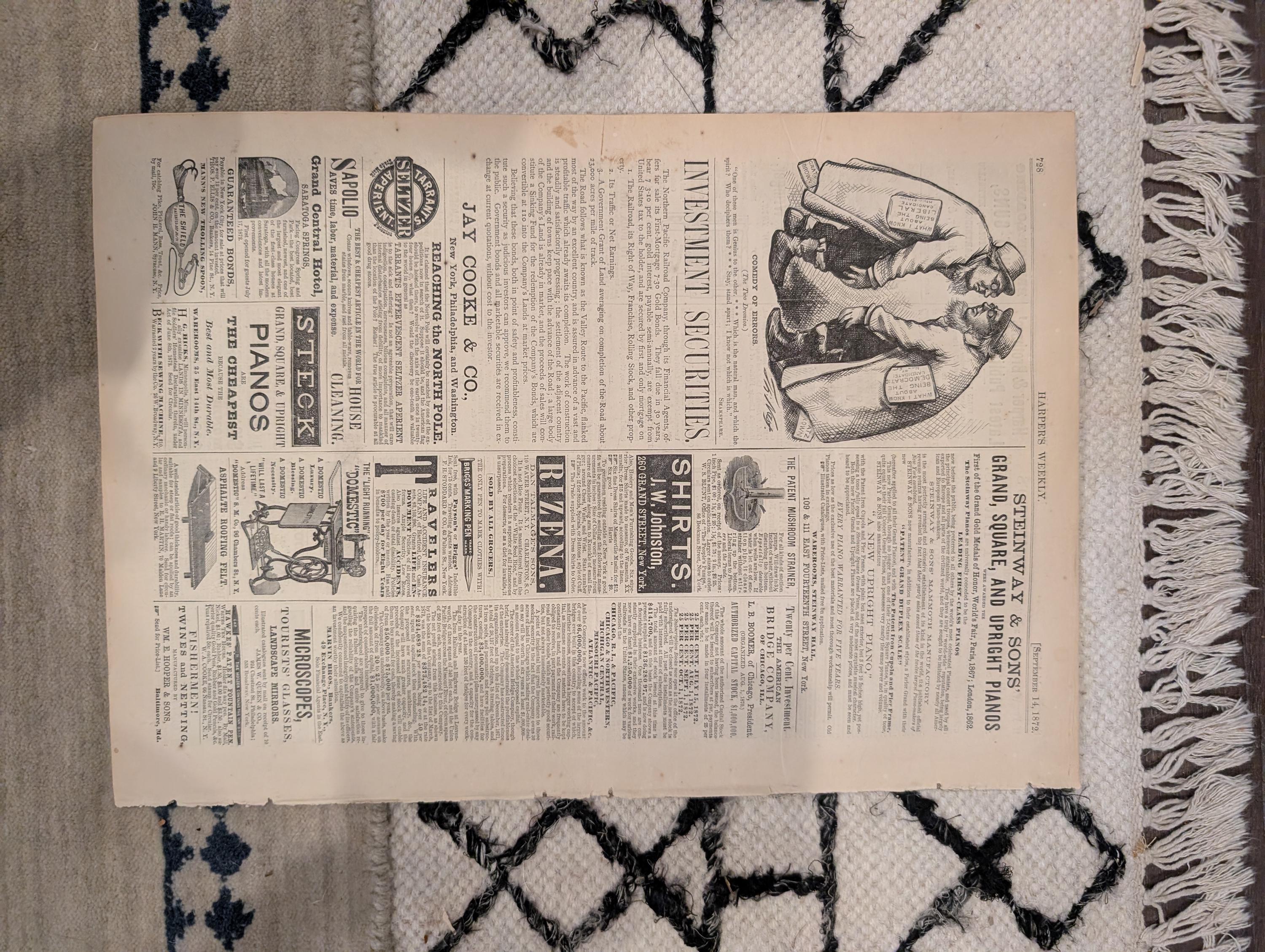 1872 Winslow Homer Catskill Falls Harper's Weekly Sept 14 Thomas Nast