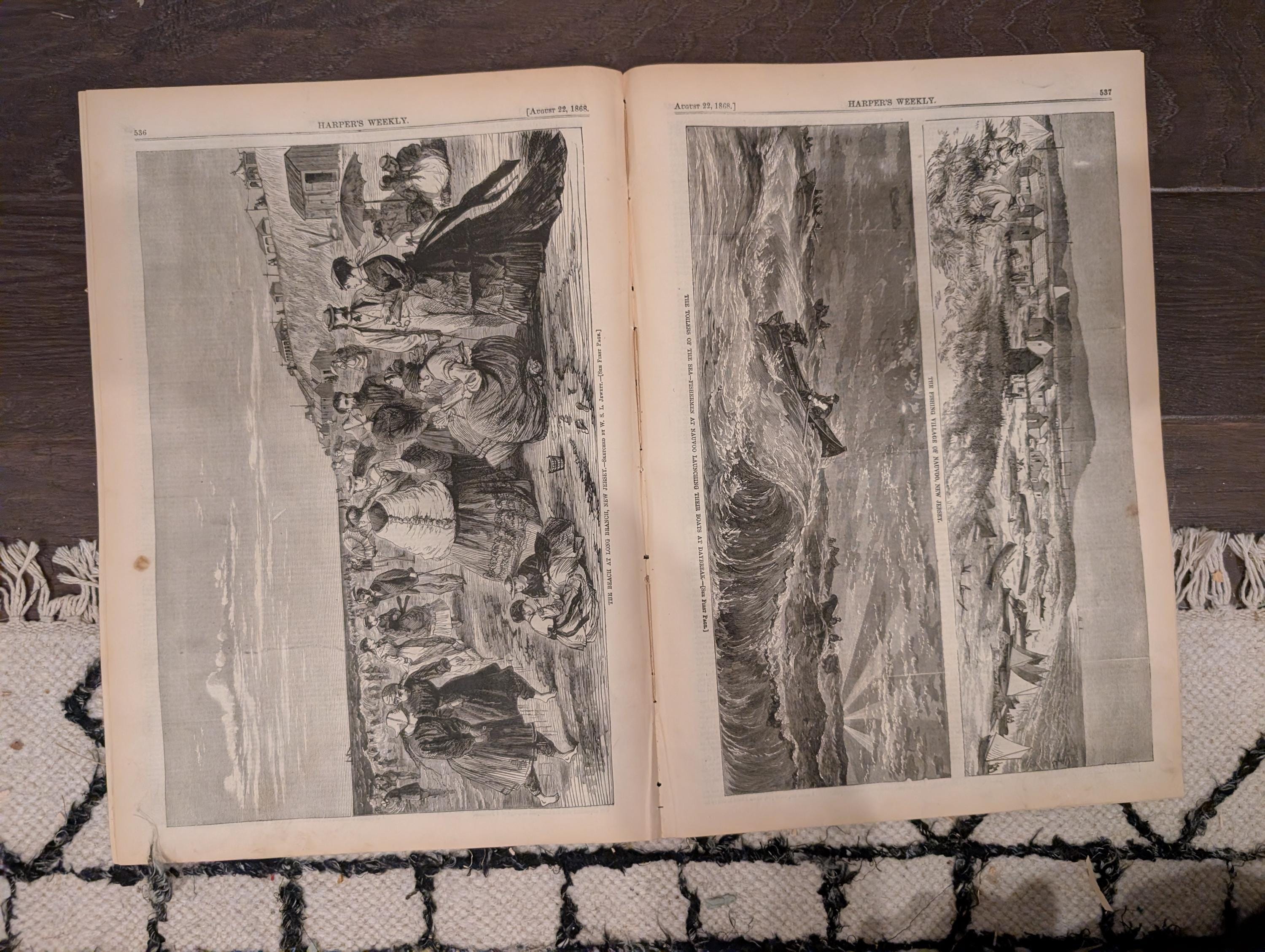 Harper’s Weekly – August 22, 1868 – American Indians • Long Branch Beach • Fishermen of Nauvoo • Ostrich Hunting