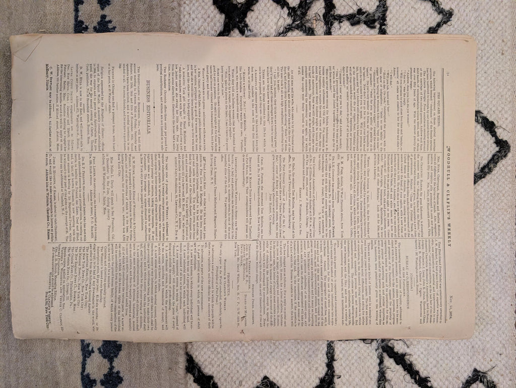 1874 Woodhull & Claflin's Weekly — Victoria Woodhull, St. Paul's, Spirit — Nov 14