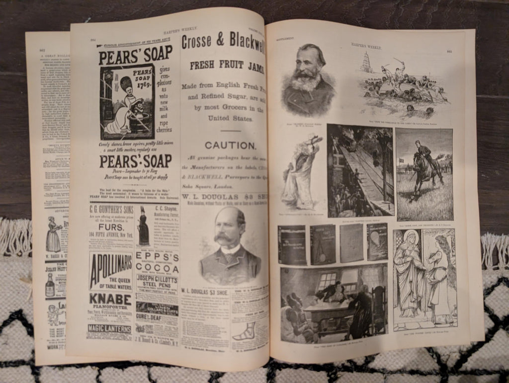 1887 Early Football and Baseball Harper’s Weekly Nov 26 – Remington Football Cover, San Francisco Baseball, Wild Hog Hunt, Naval Battle Scen
