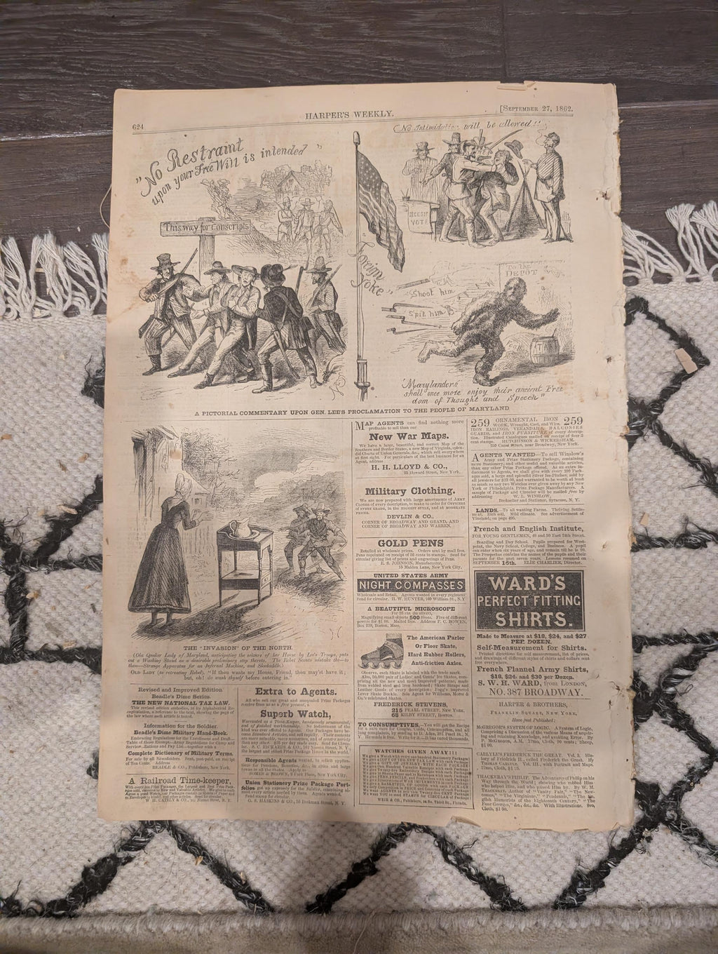 Harper’s Weekly — September 27, 1862 — Rebel Occupation of Frederick & Hagerstown, Maryland + Cincinnati Views