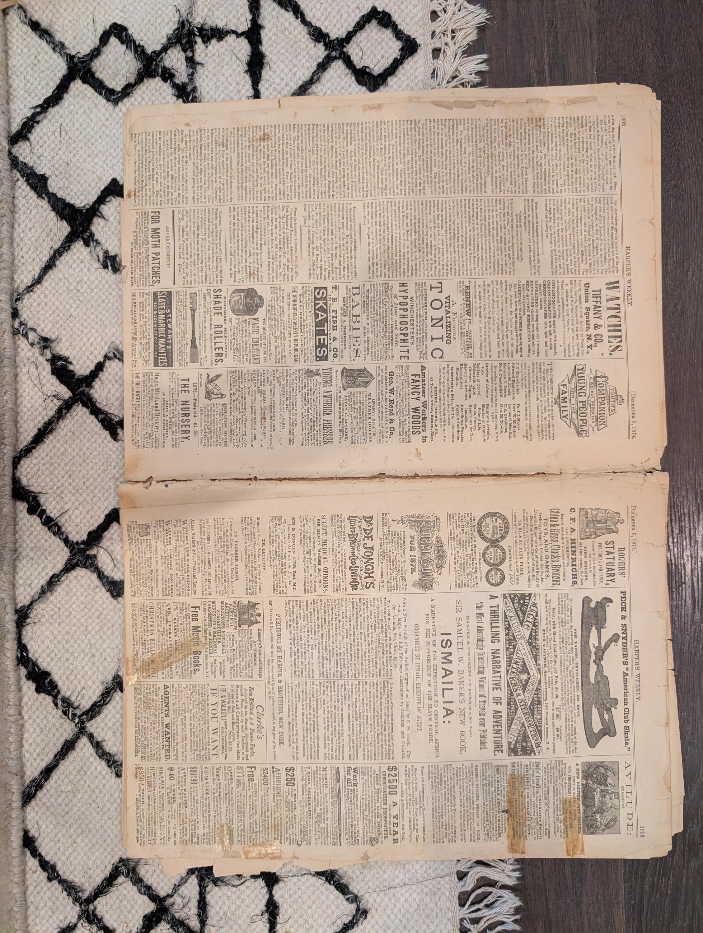 1874 Nast on Grant, Nero Centerfold, Arctic Discovery, Hogarth — Dec 5