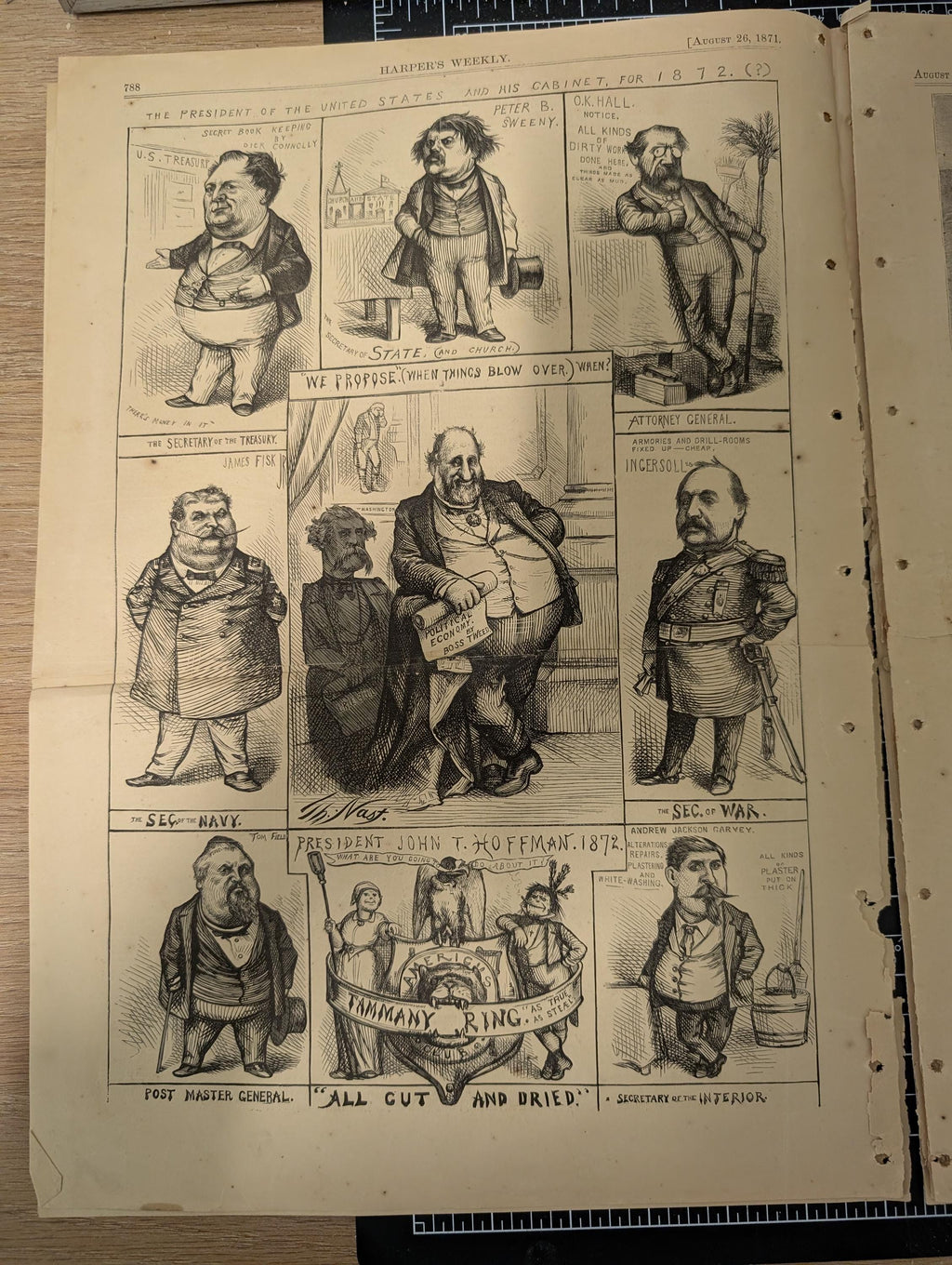 Harper’s Weekly – August 26, 1871 | Thomas Nast Cartoon & Portrait, Buffalo Hunt, Cape May Humor, Crown Prince of Prussia, Complete w/ Suppl