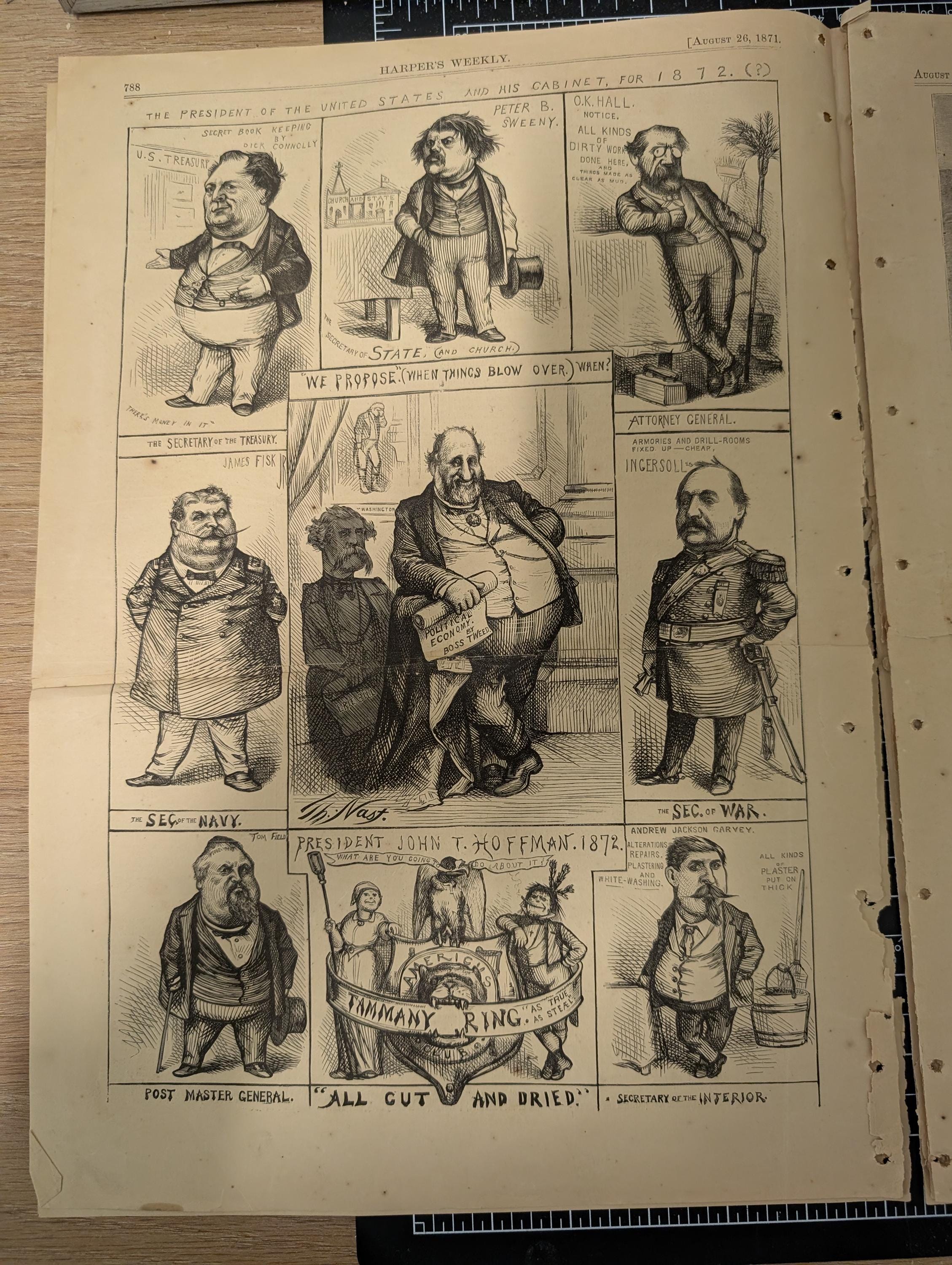 Harper’s Weekly – August 26, 1871 | Thomas Nast Cartoon & Portrait, Buffalo Hunt, Cape May Humor, Crown Prince of Prussia, Complete w/ Suppl